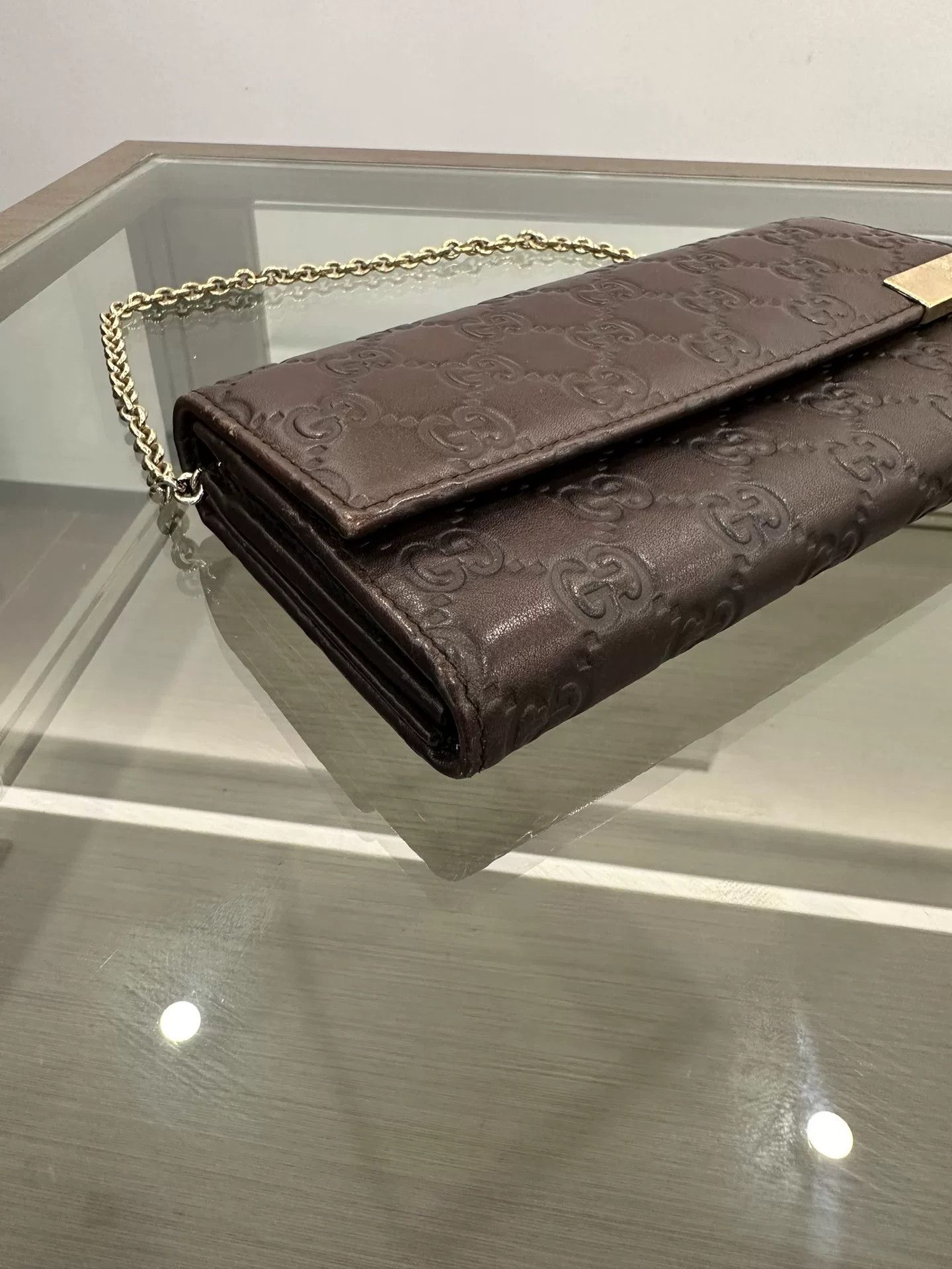 Japanese Brand Gucci Brown Double G Logo WOC Chain Bag 19cm Size ONE SIZE - 6 Thumbnail