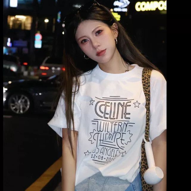 Japanese Brand CELINE Letter Print Short-Sleeve T-Shirt Size US M / EU 48-50 / 2 - 7 Thumbnail