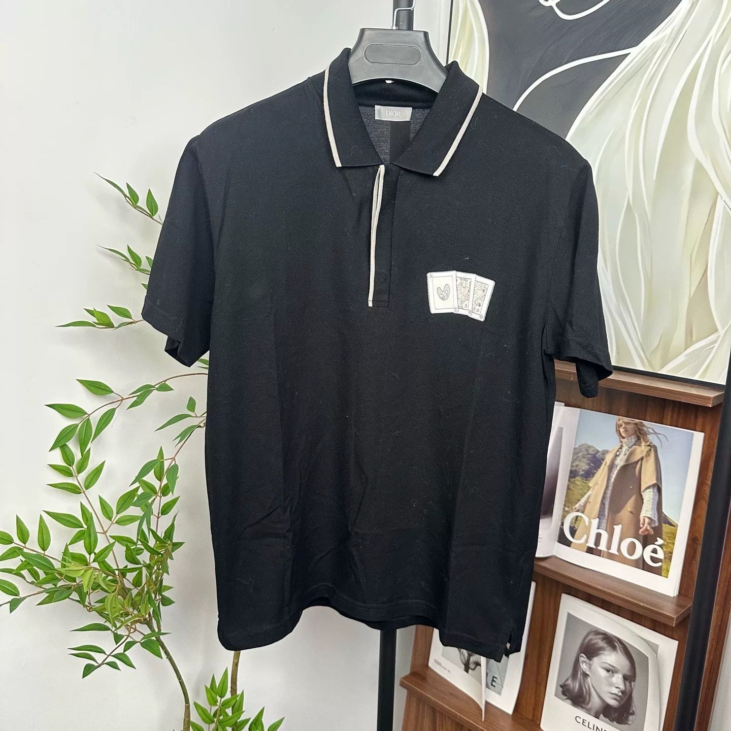 Japanese Brand DIOR x KENNY SCHARF Black Poker Print Polo Tee Size US M / EU 48-50 / 2 - 2 Thumbnail