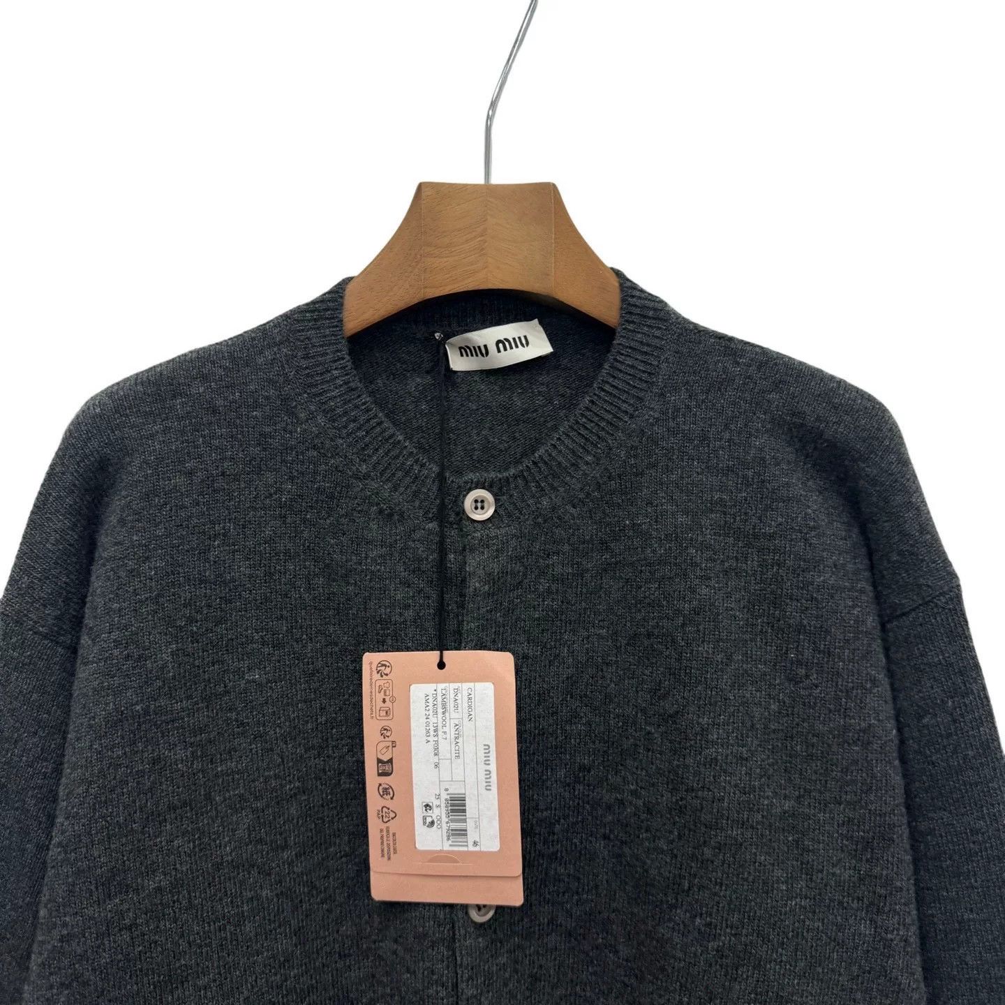Miu Miu Miumiu Gray Letter Logo Wool Cardigan Size L / US 10 / IT 46 - 3 Thumbnail