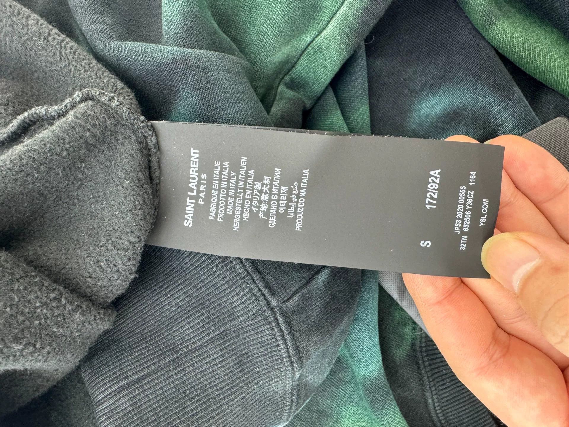 Saint Laurent Paris Saint Laurent SLP Green Tie-Dye Long-Sleeve T-Shirt Size US S / EU 44-46 / 1 - 8 Thumbnail