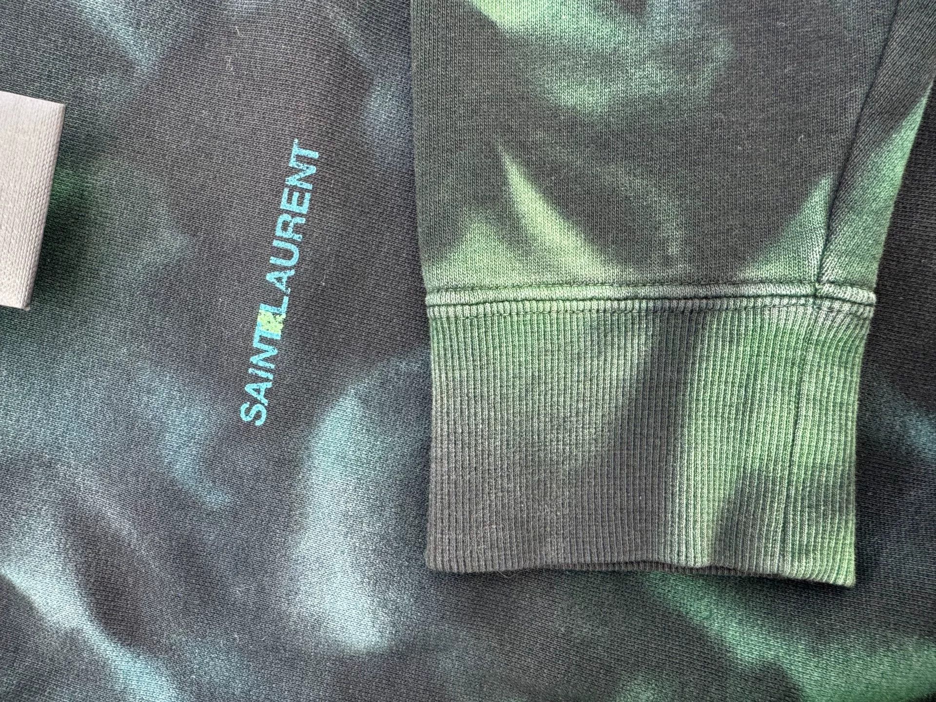 Saint Laurent Paris Saint Laurent SLP Green Tie-Dye Long-Sleeve T-Shirt Size US S / EU 44-46 / 1 - 5 Thumbnail