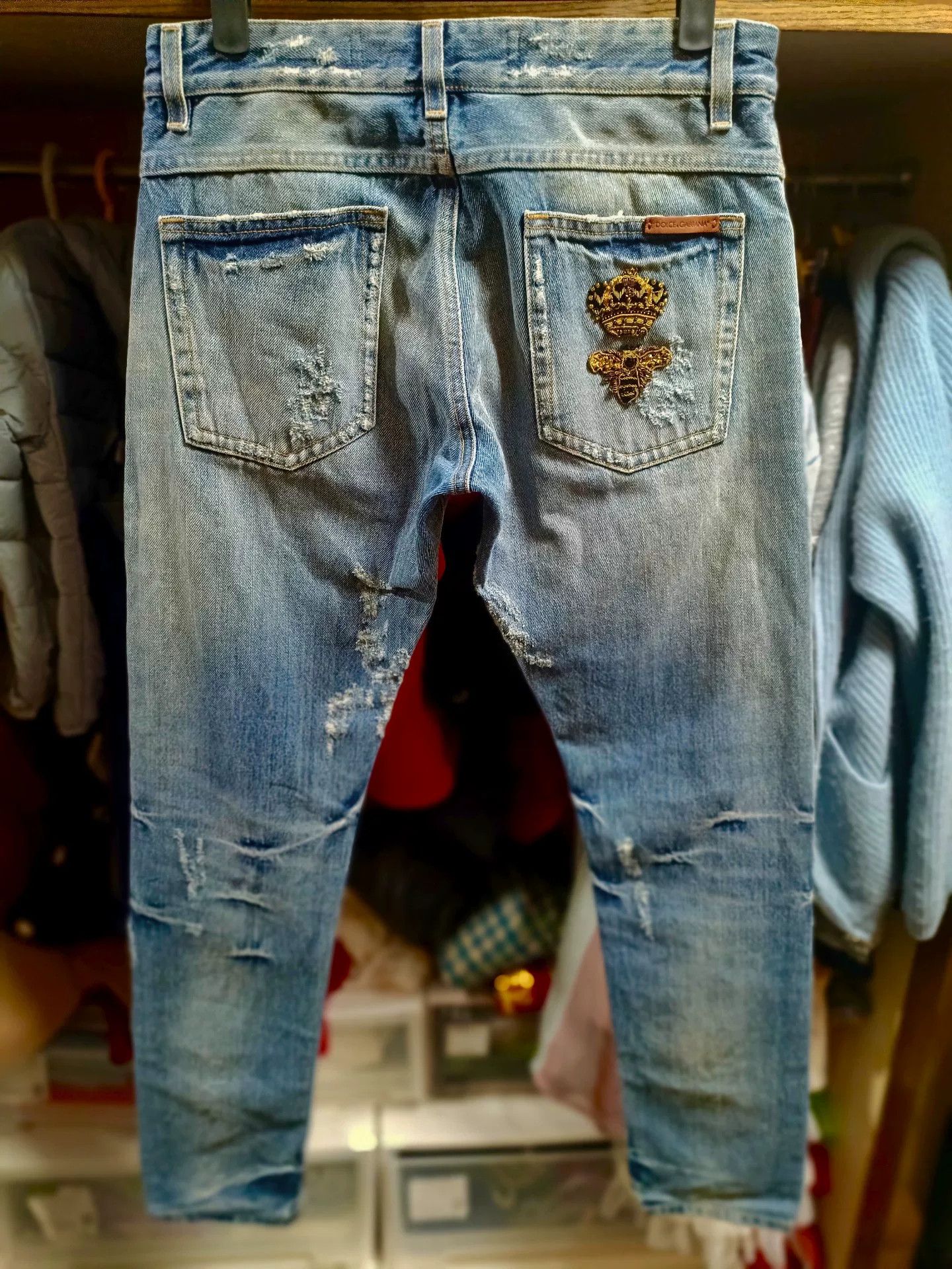 Dolce & Gabbana Dolce & Gabbana Crown Bee Embroidery Jeans 44 Size US 28 / EU 44 - 2 Thumbnail