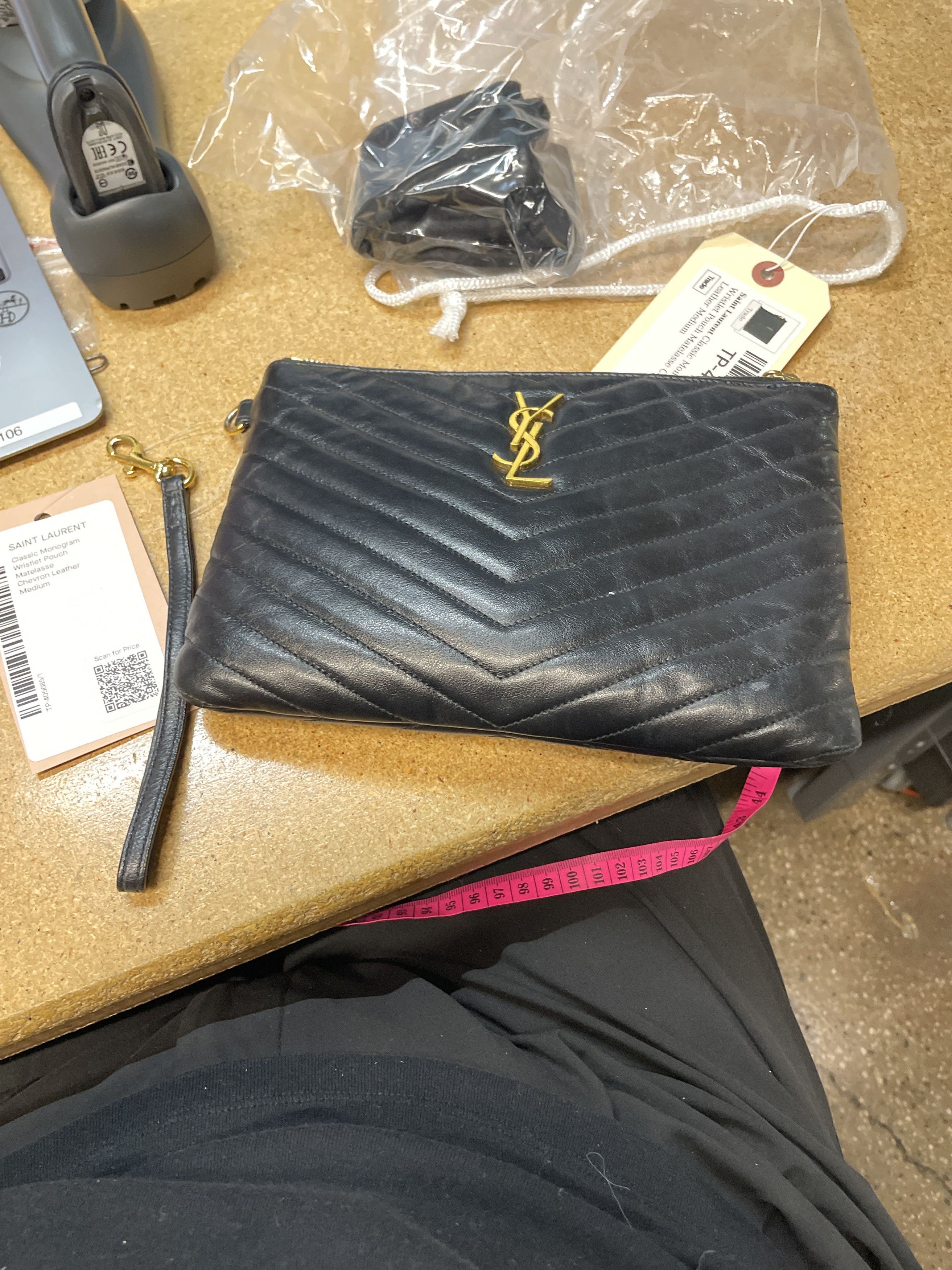 Saint Laurent Paris Classic Monogram Wristlet Pouch Size ONE SIZE - 8 Thumbnail