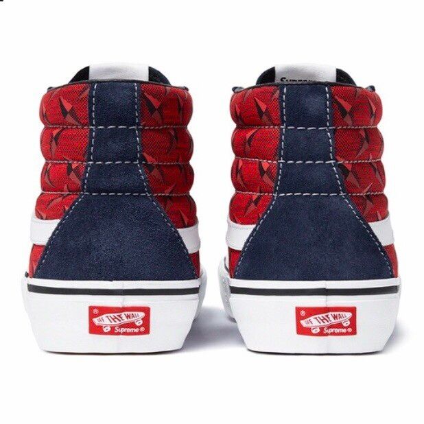 Supreme *IN HAND* Supreme®/Vans® Diamond Plate Sk8-Hi Pro (Red/Navy) |  Grailed