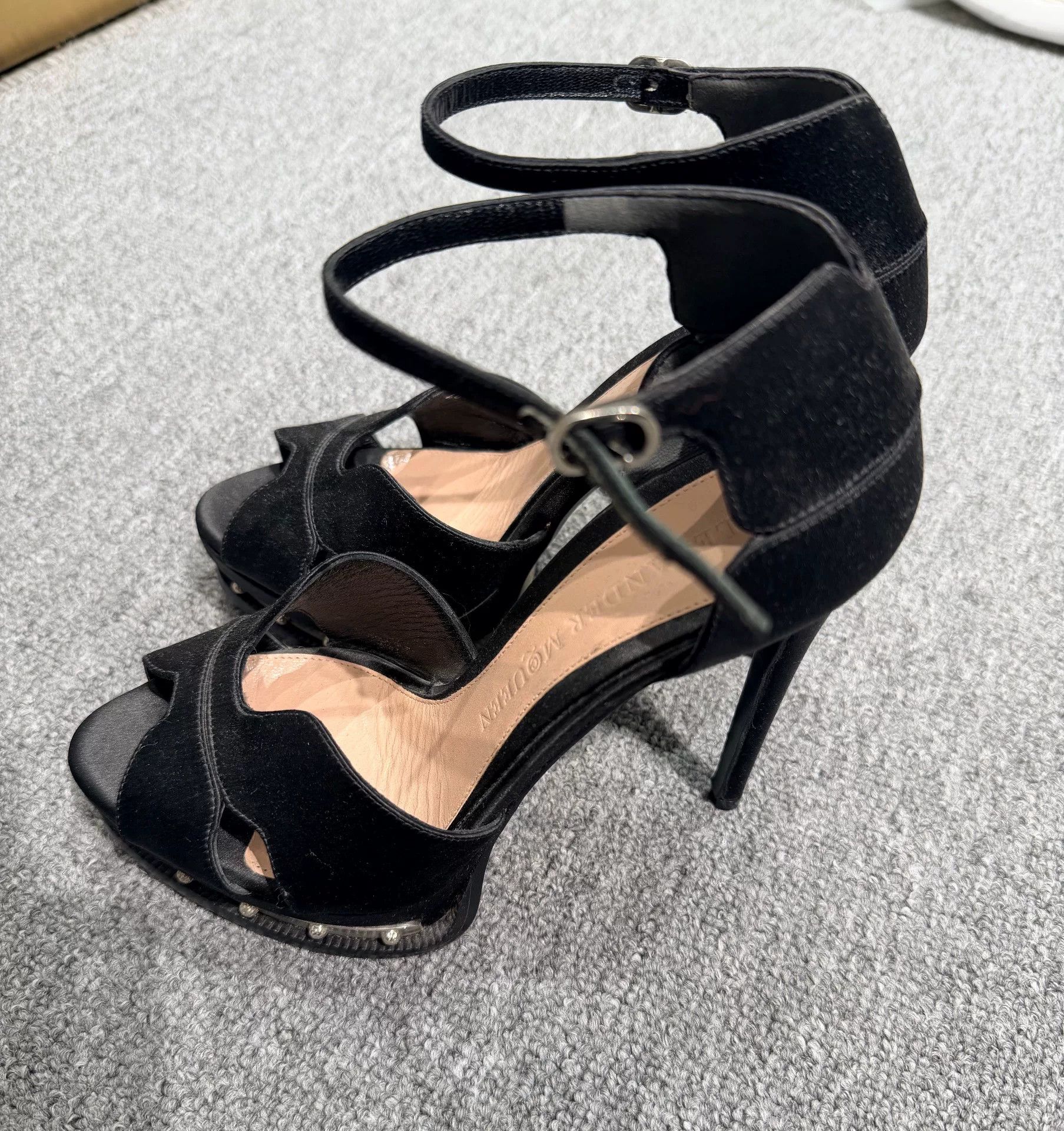 Japanese Brand Alexander McQueen Black Heel Sandals Size US 5 / IT 35 - 2 Thumbnail