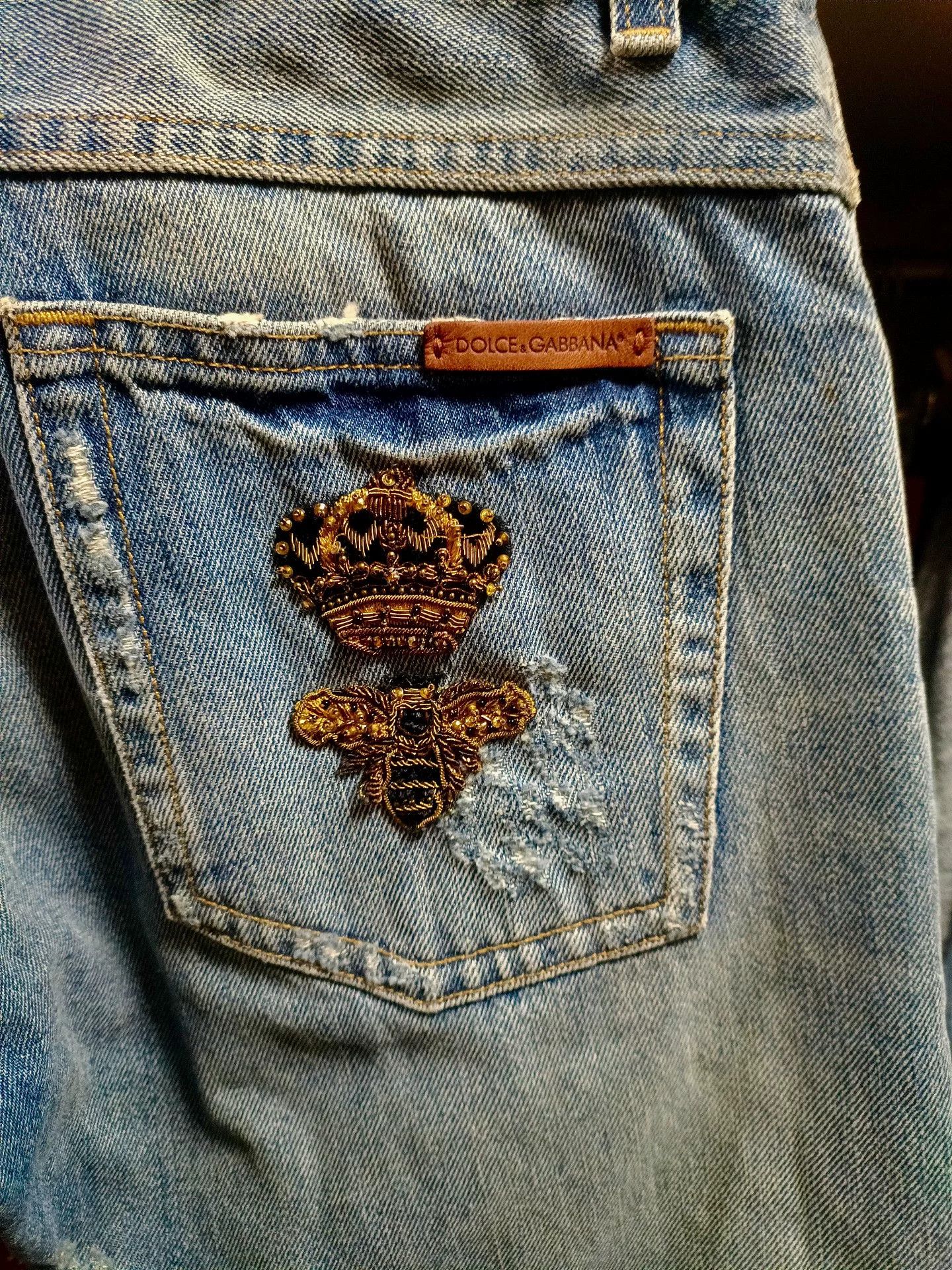 Dolce & Gabbana Dolce & Gabbana Crown Bee Embroidery Jeans 44 Size US 28 / EU 44 - 4 Thumbnail