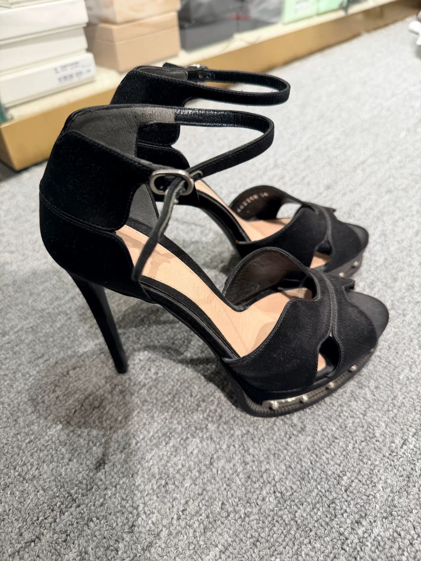 Japanese Brand Alexander McQueen Black Heel Sandals Size US 5 / IT 35 - 5 Thumbnail