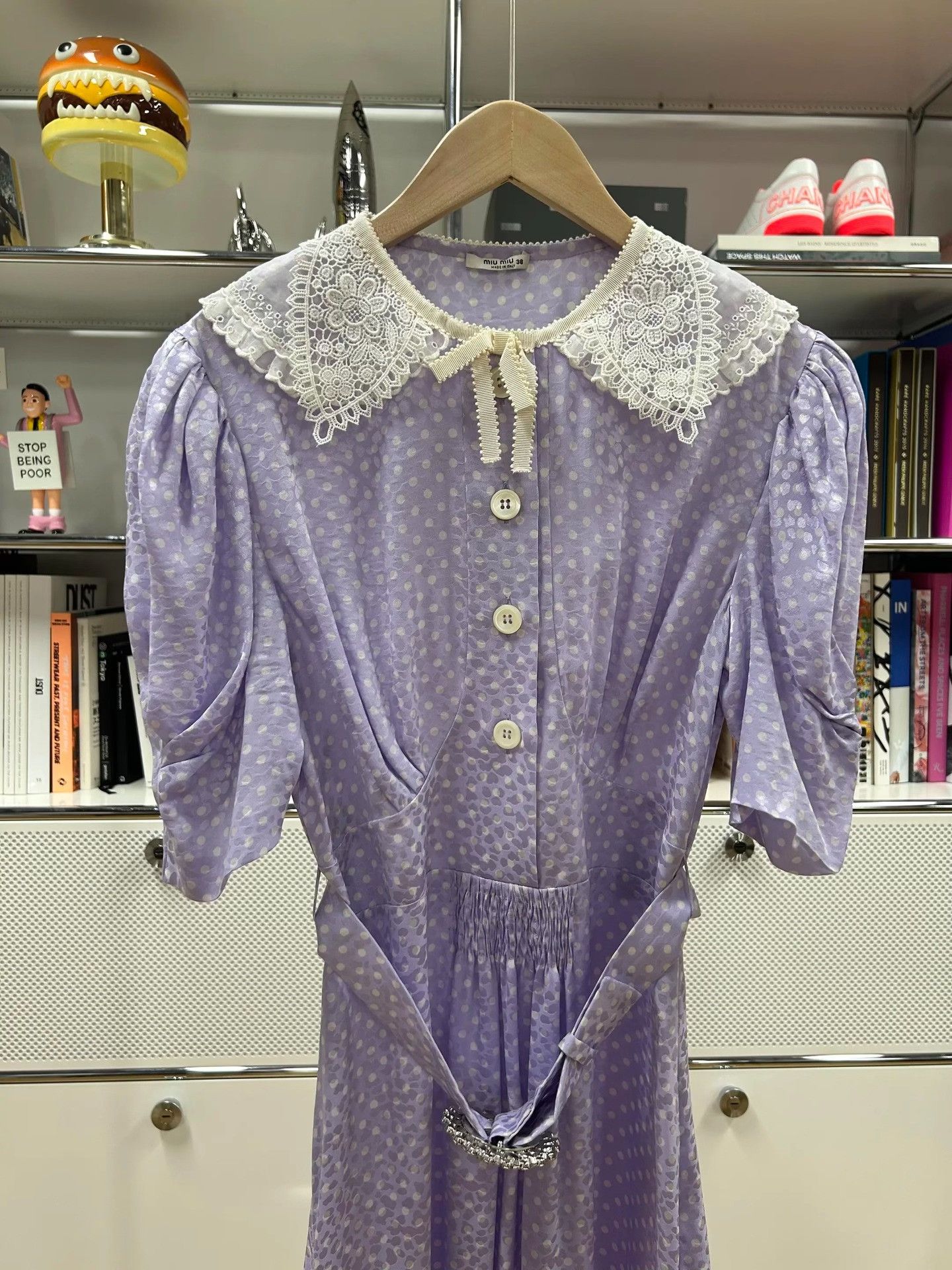 Miu Miu MiuMiu Purple Polka Dot Silk Dress Size S / US 4 / IT 40 - 3 Thumbnail