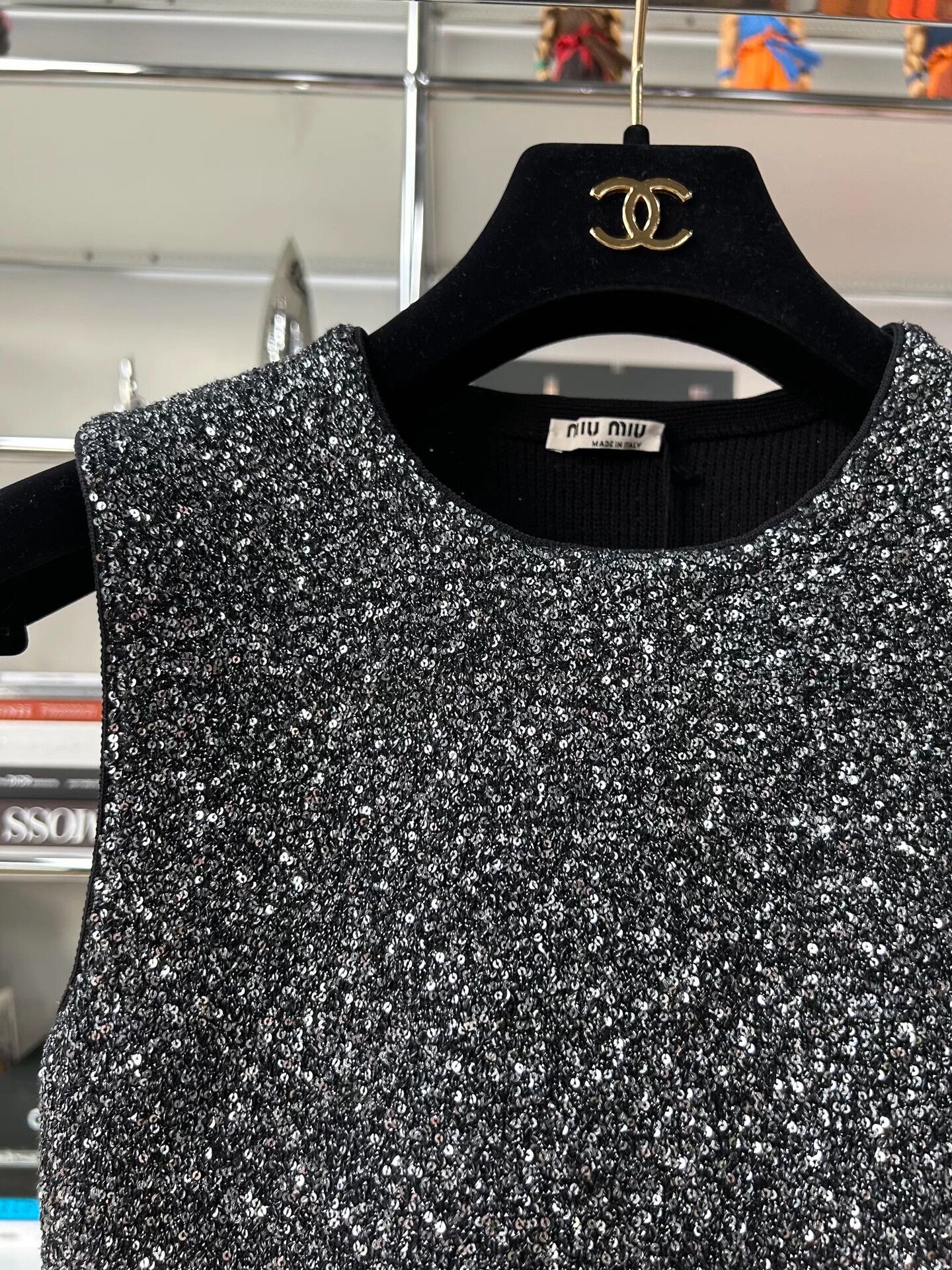 Miu Miu Miu Miu Black Sequin Knit Vest Size XS / US 0-2 / IT 36-38 - 2 Thumbnail