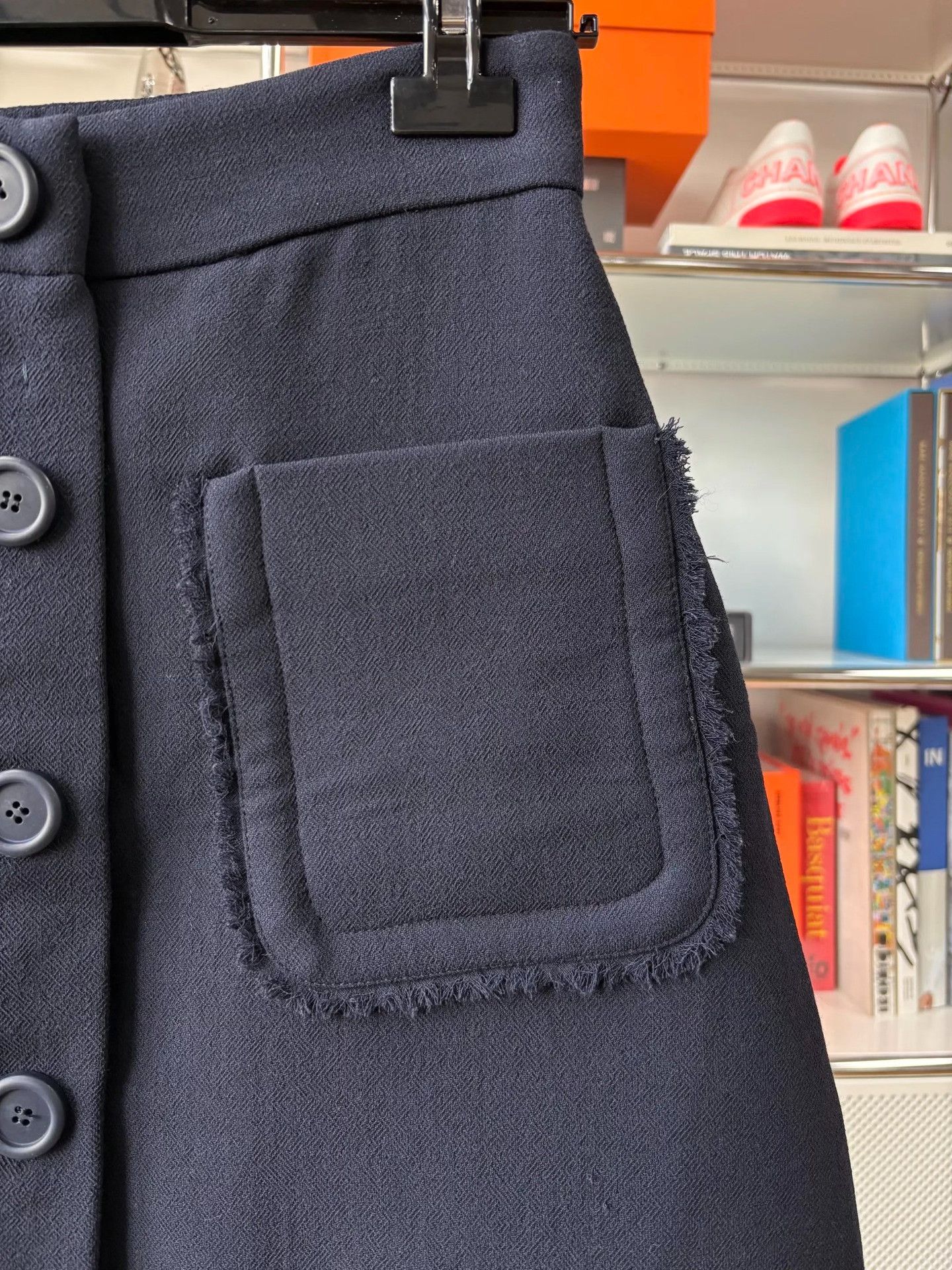 Miu Miu Miumiu Navy Wool A-Line Skirt IT42 Size 42" / US 20 - 4 Thumbnail