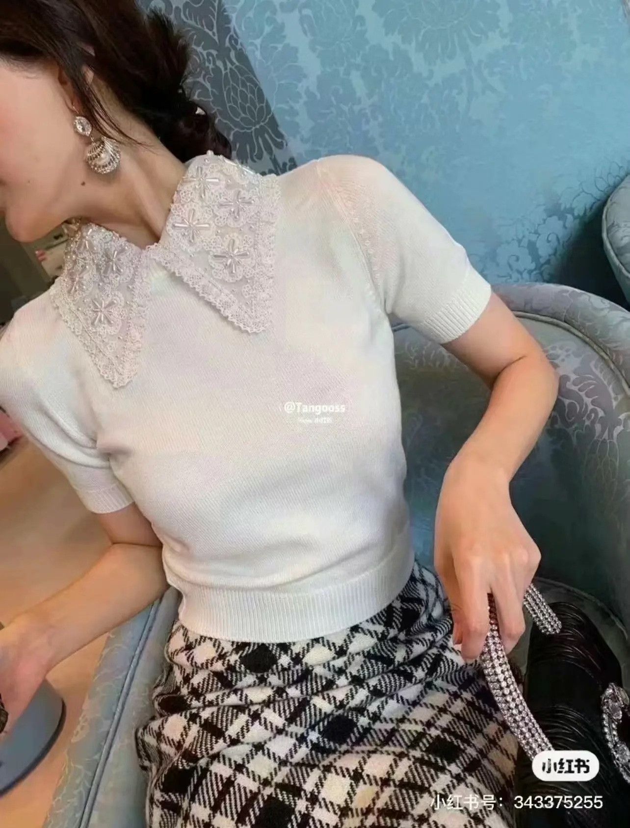 Miu Miu Miumiu Detachable Embroidered Beaded Collar Knit Top Size XS / US 0-2 / IT 36-38 - 9 Thumbnail