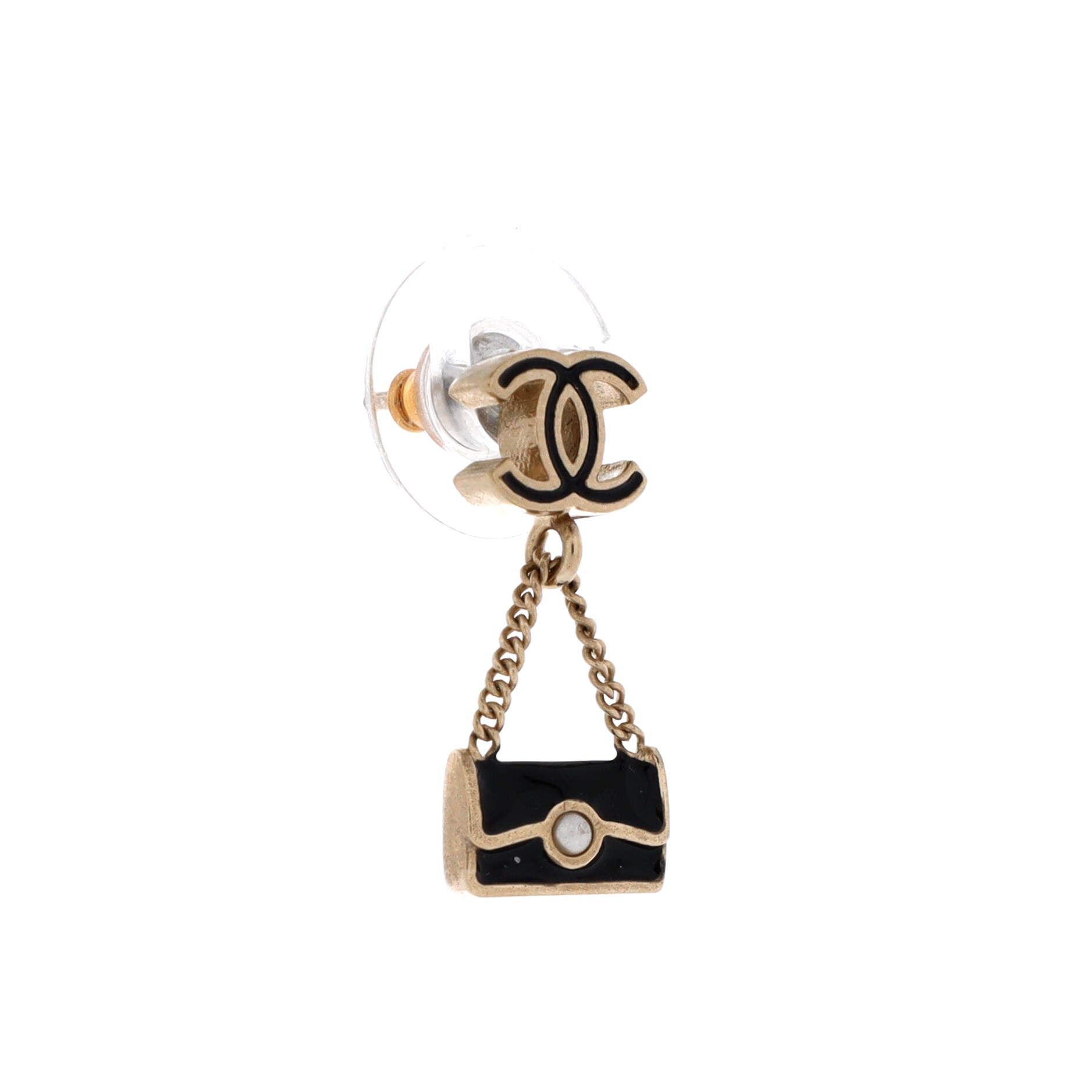 Chanel Dangling Flap Bag Stud Earrings Size ONE SIZE - 3 Thumbnail
