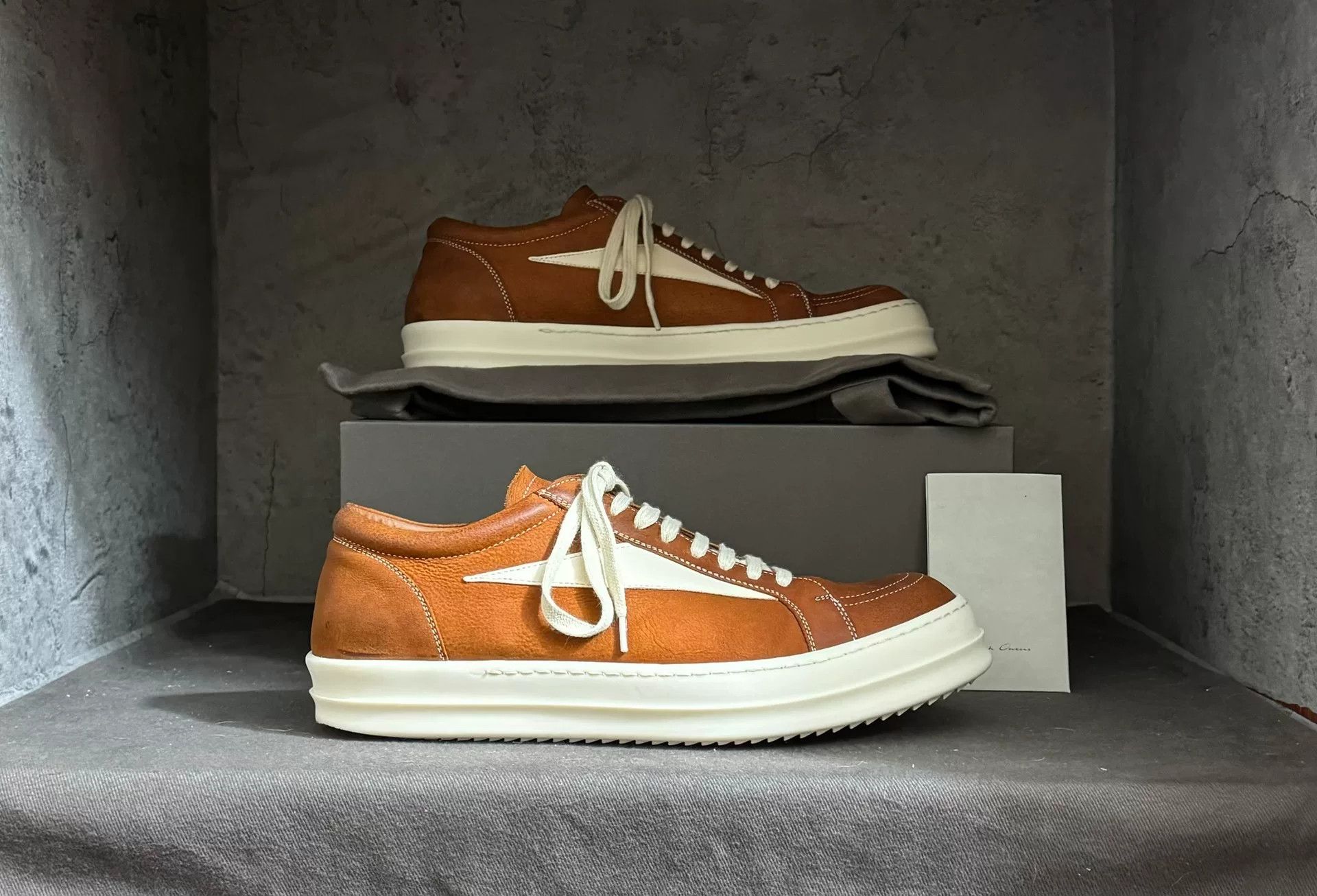 Rick Owens 23FW Lychee Leather Orange Vans