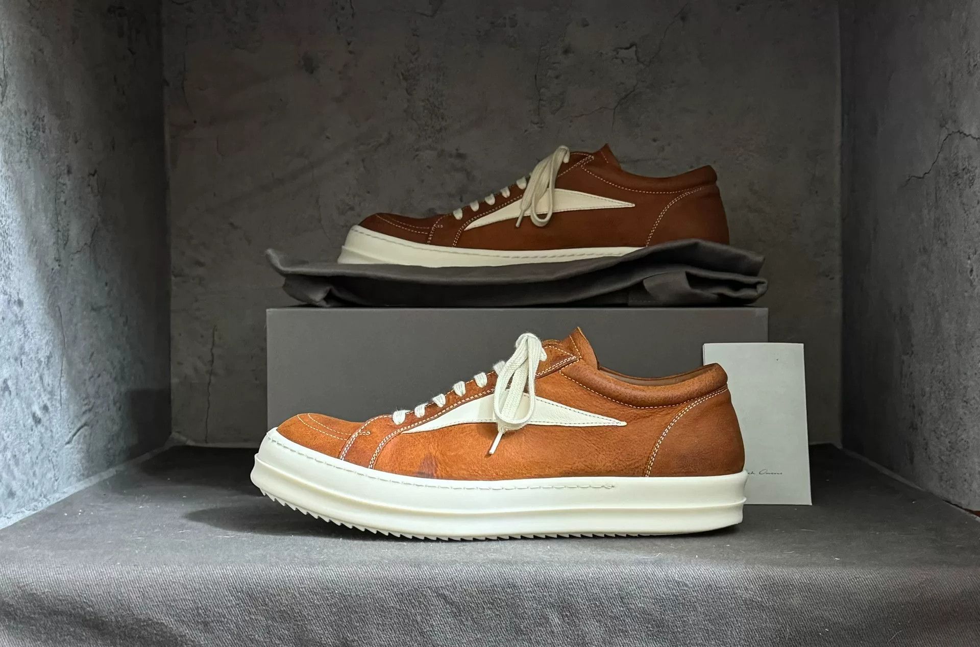 Rick Owens 23FW Lychee Leather Orange Vans