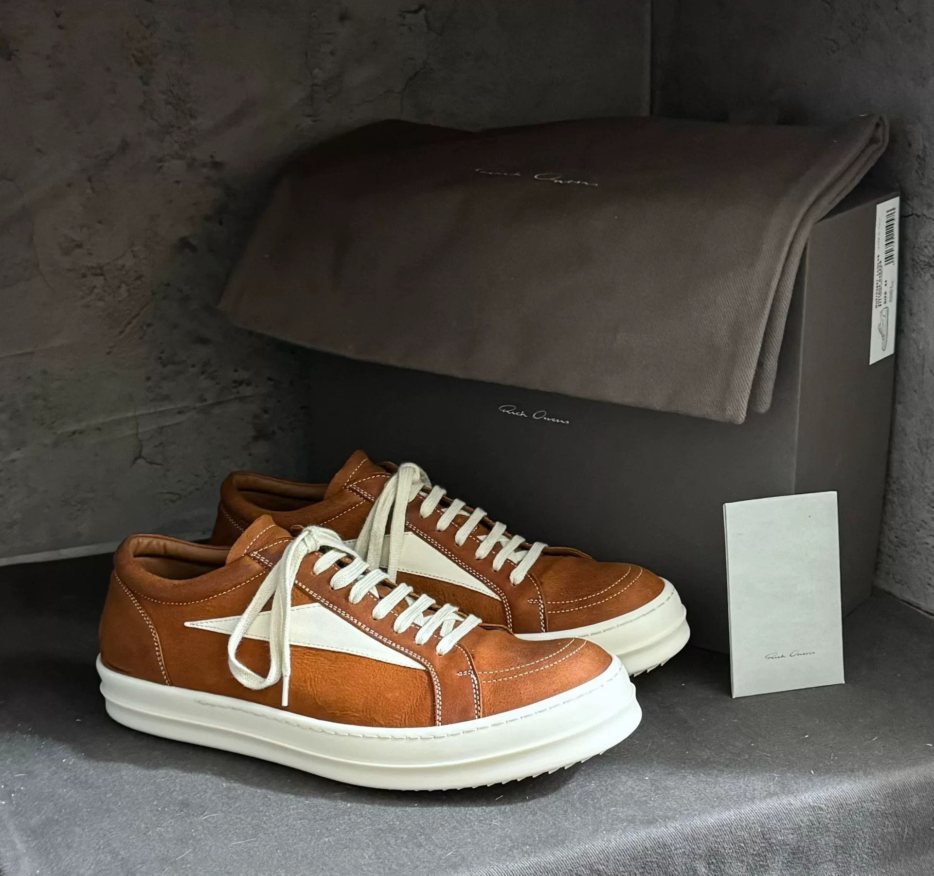 Rick Owens 23FW Lychee Leather Orange Vans