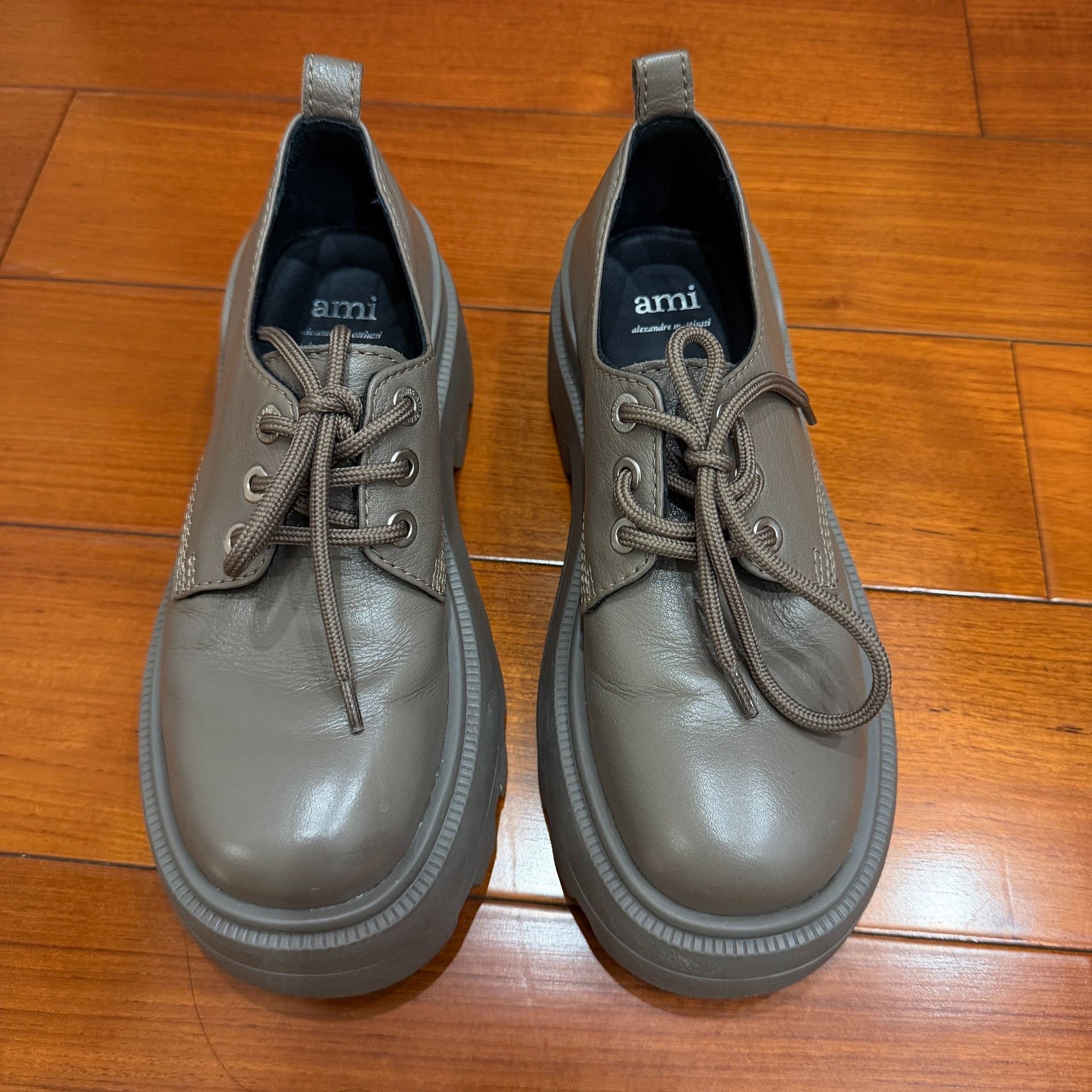 AMI AMI Leather Olive Green Platform Derby Shoes Size US 6 / EU 39 - 2 Thumbnail