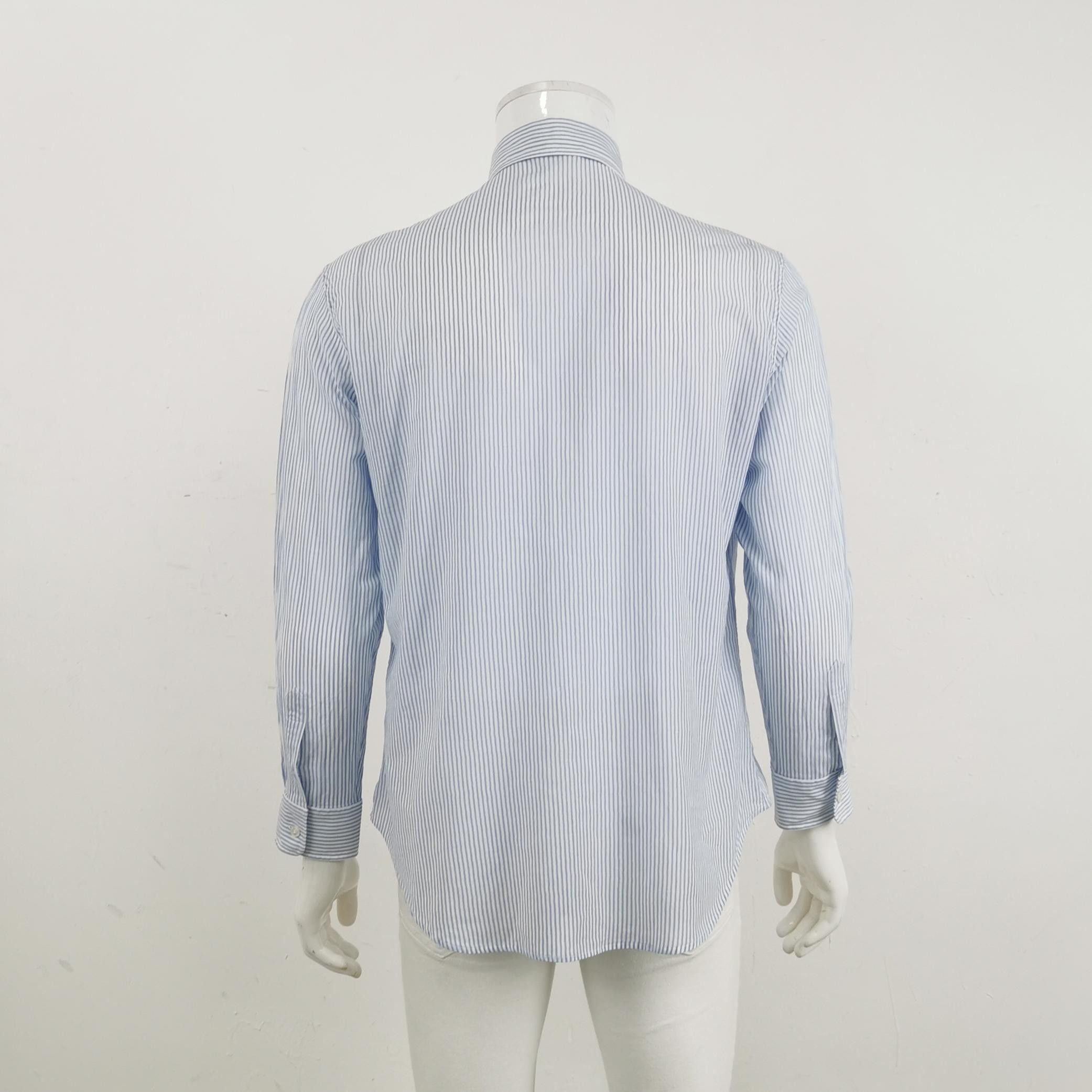 Celine Celine Blue Striped Cotton Collar Shirt XS Size US XS / EU 42 / 0 - 3 Thumbnail