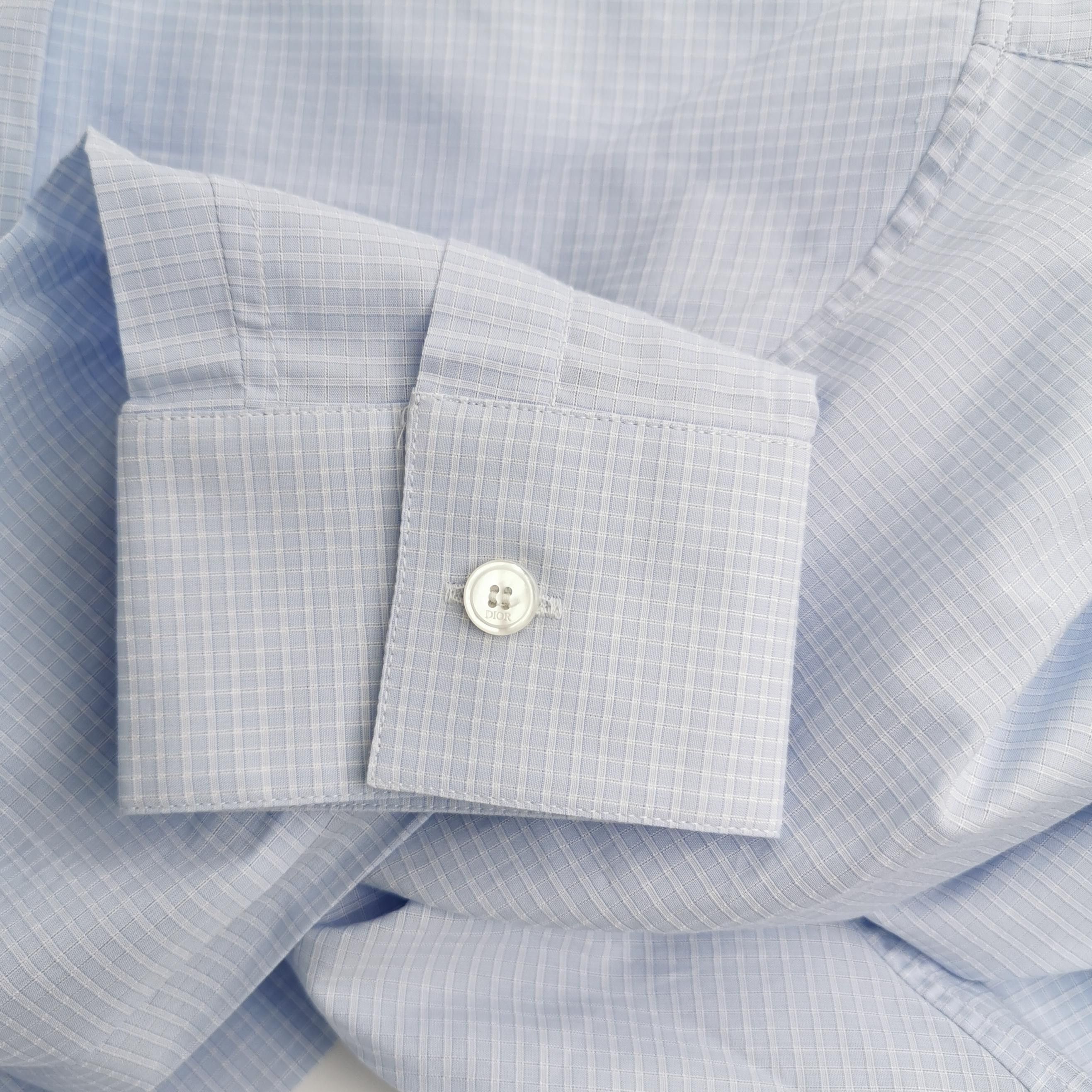 Dior L Size Blue Checkered Shirt