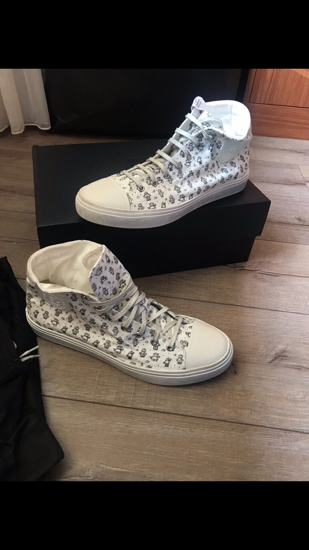 Saint Laurent Paris Saint Laurent White High-Top Canvas Leather Sneakers Size US 9.5 / EU 42-43 - 6 Thumbnail
