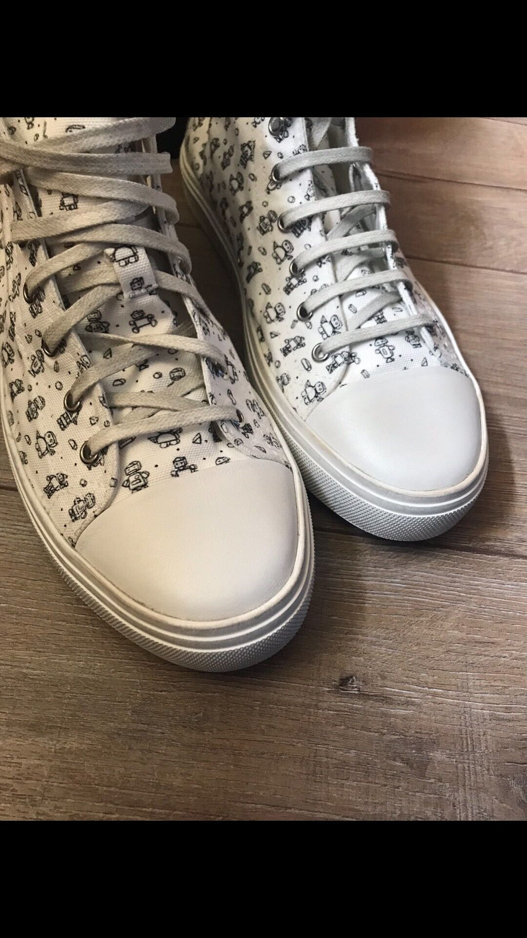 Saint Laurent Paris Saint Laurent White High-Top Canvas Leather Sneakers Size US 9.5 / EU 42-43 - 5 Thumbnail