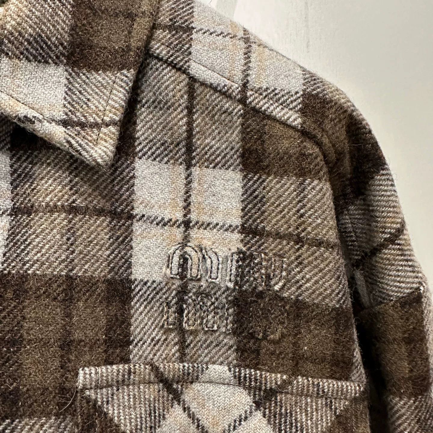 Miu Miu MiuMiu feb480 Logo Plaid Wool Jacket Size XS / US 0-2 / IT 36-38 - 6 Thumbnail
