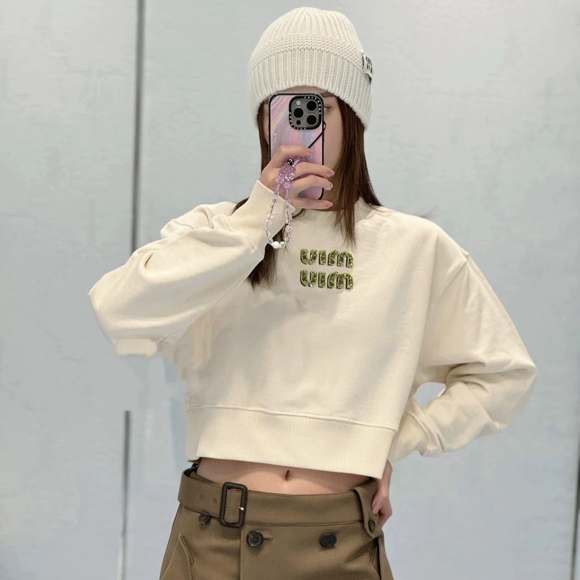 Miu Miu MiuMiu Rhinestone Letter Long-Sleeve Sweatshirt Size XS / US 0-2 / IT 36-38 - 8 Thumbnail