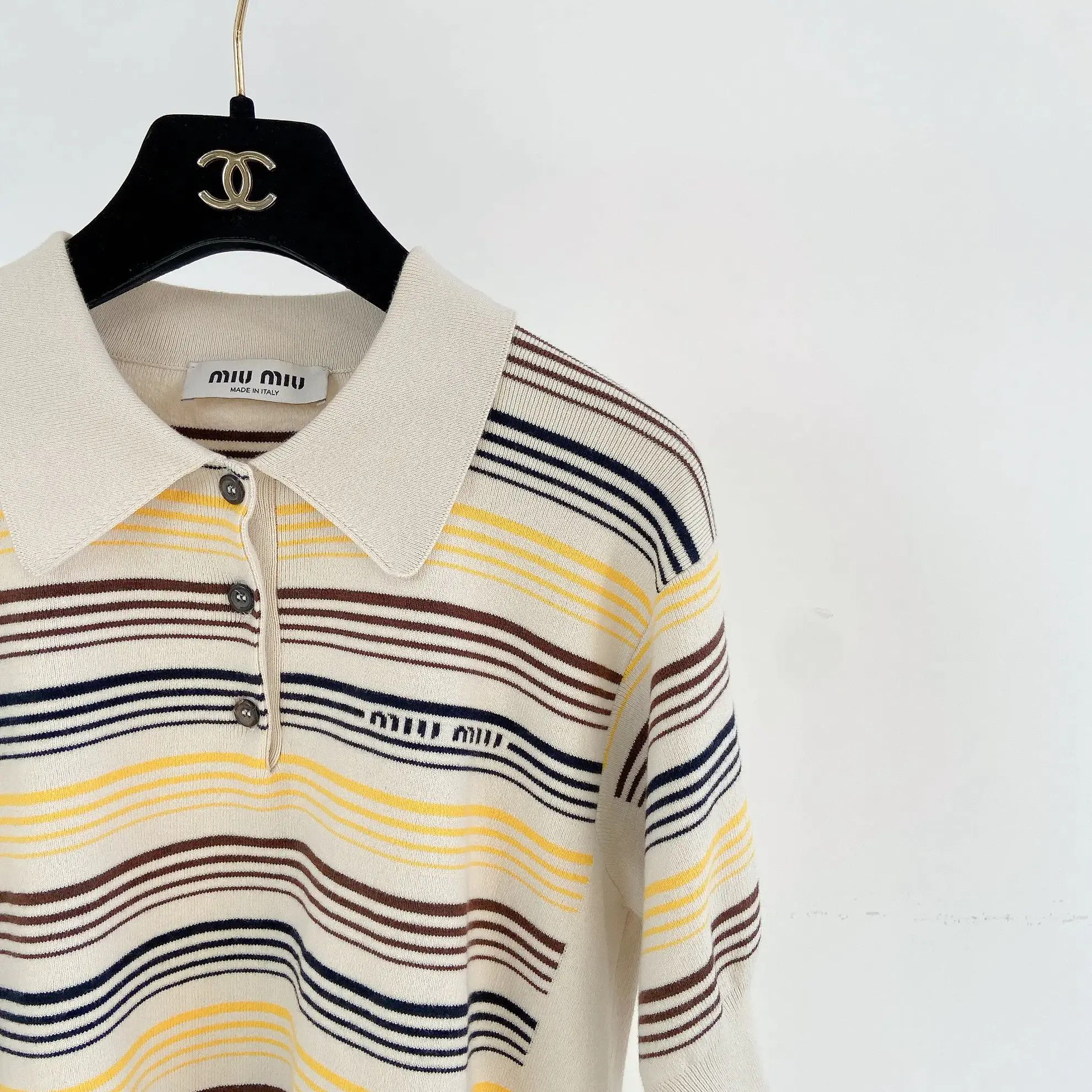 Miu Miu Miumiu Striped Knit Short-Sleeve Top Size S / US 4 / IT 40 - 3 Thumbnail
