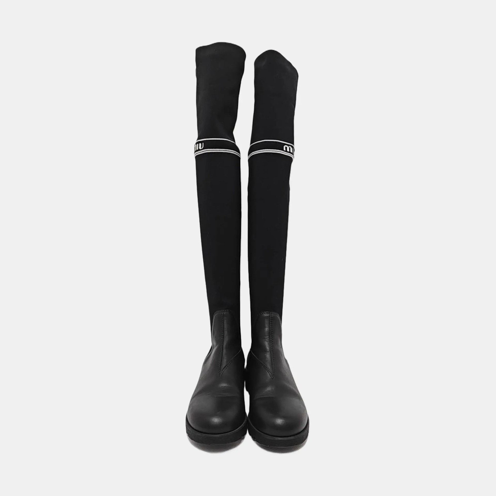 Miu Miu Miumiu Black Over-the-Knee Boots Size US 7 / IT 37 - 7 Thumbnail