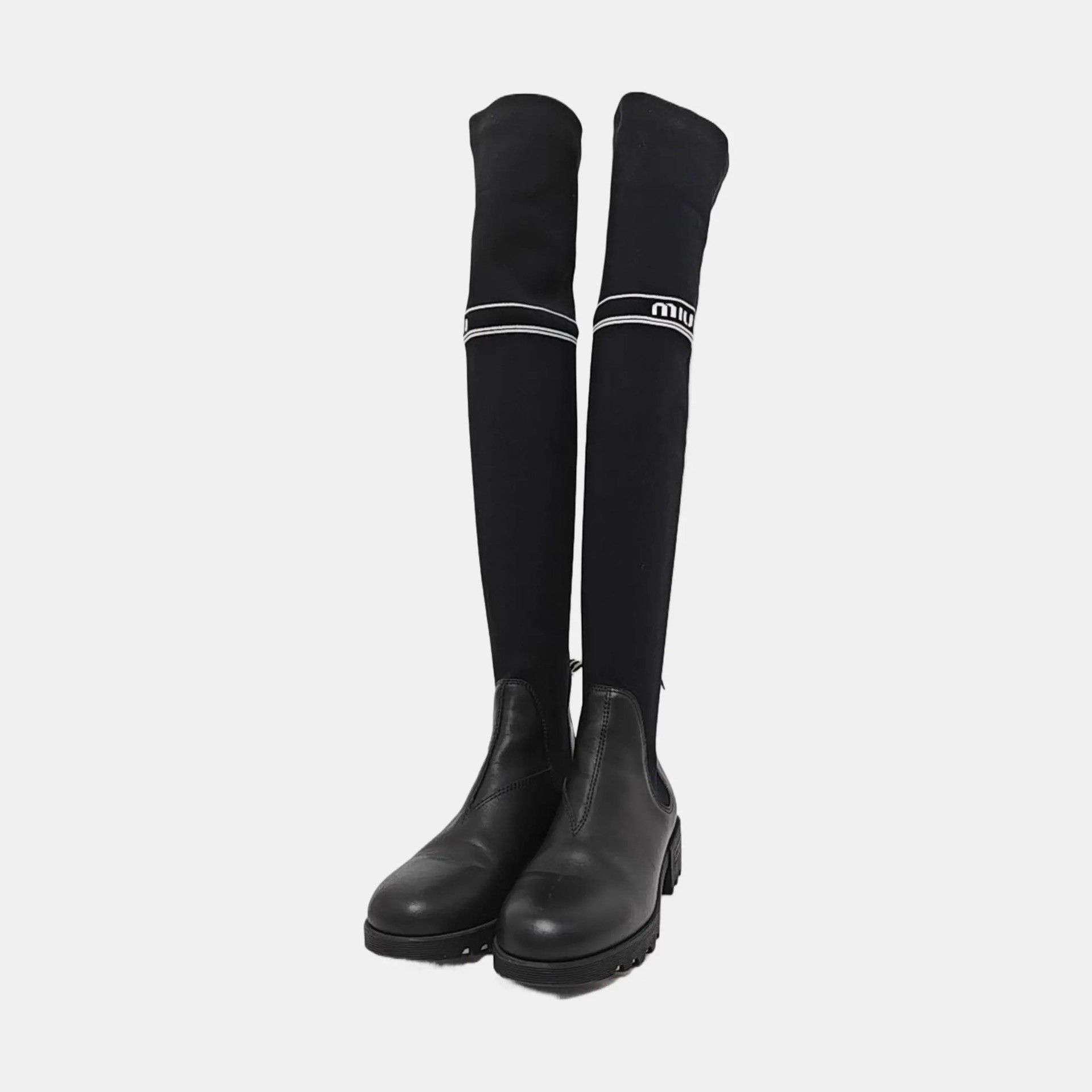 Miu Miu Miumiu Black Over-the-Knee Boots Size US 7 / IT 37 - 2 Thumbnail
