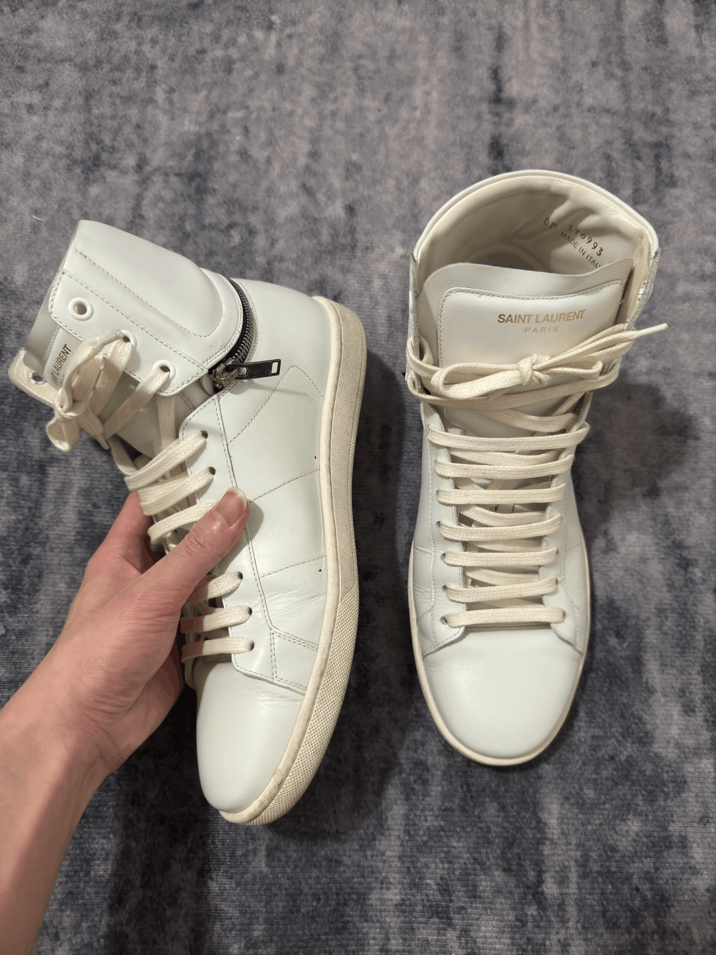 Saint Laurent Paris Saint Laurent White High-Top Zipper Sneakers Size US 8 / EU 41 - 3 Thumbnail