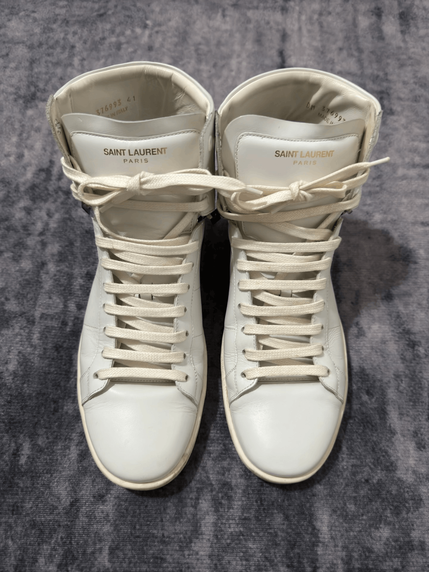 Saint Laurent Paris Saint Laurent White High-Top Zipper Sneakers Size US 8 / EU 41 - 4 Thumbnail