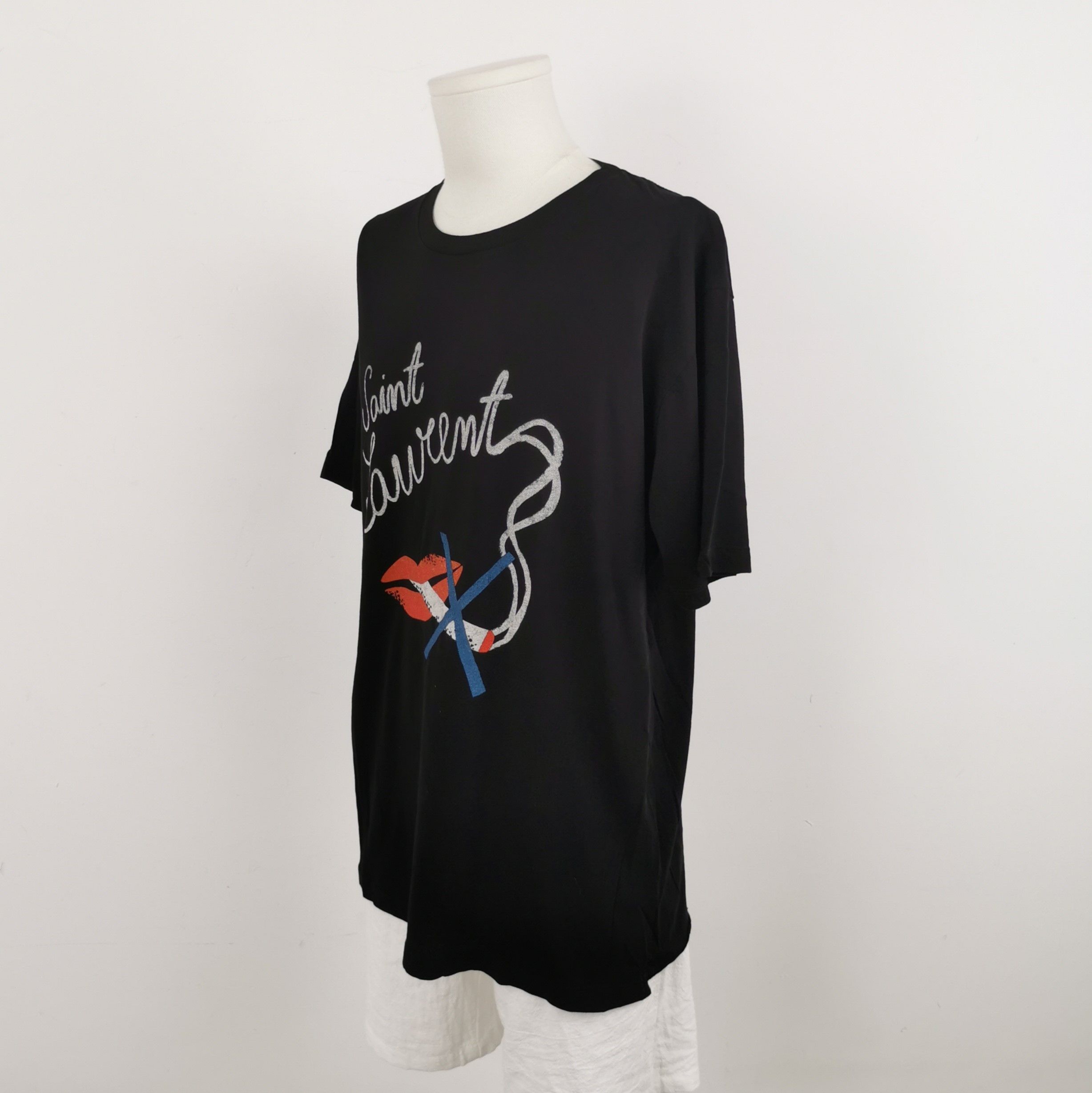 Saint Laurent Paris Saint Laurent L Red Lip Letter Print Cotton T-Shirt Size US L / EU 52-54 / 3 - 3 Thumbnail