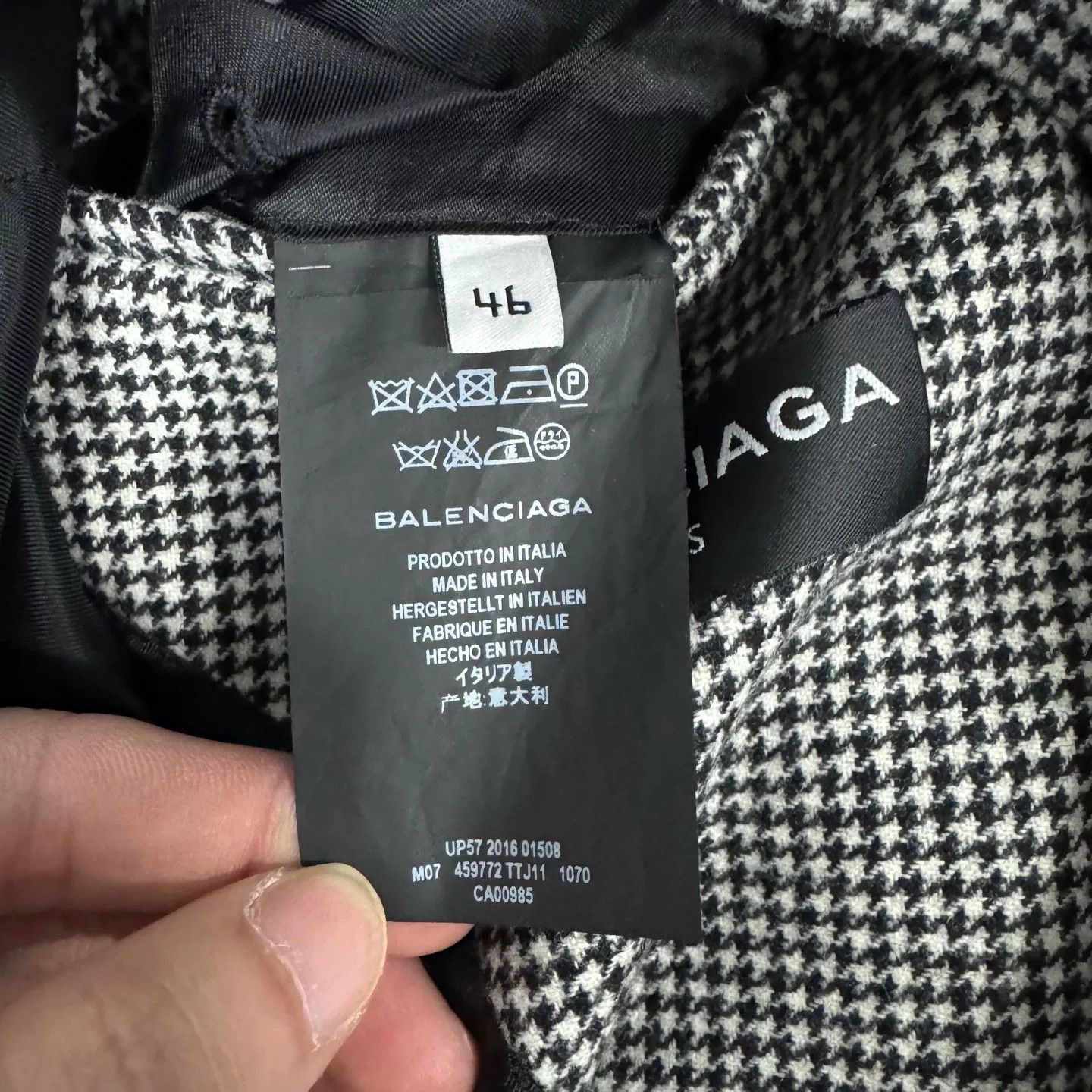 Balenciaga Balenciaga Long Houndstooth Wool Blazer Coat Size US S / EU 44-46 / 1 - 6 Thumbnail