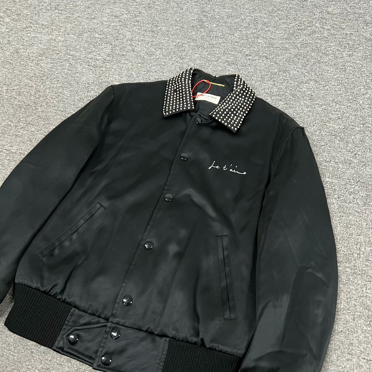 Saint Laurent Paris Saint Laurent Satin Diamante Collared Baseball Jacket Size XS / US 0-2 / IT 36-38 - 4 Thumbnail
