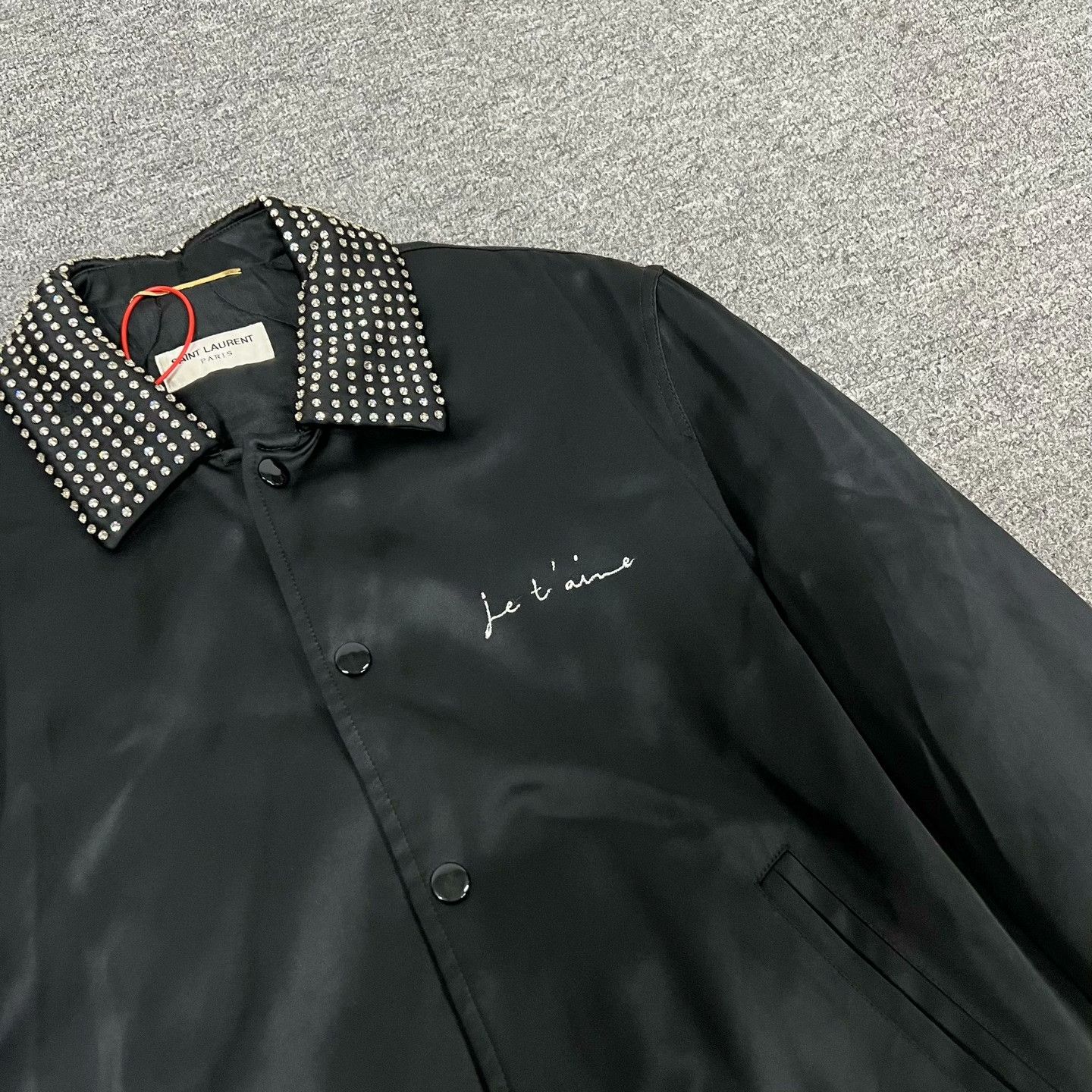 Saint Laurent Paris Saint Laurent Satin Diamante Collared Baseball Jacket Size XS / US 0-2 / IT 36-38 - 5 Thumbnail