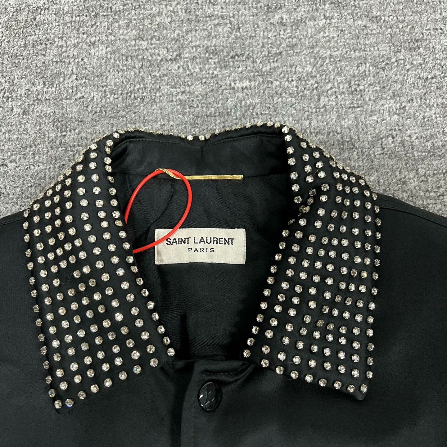 Saint Laurent Paris Saint Laurent Satin Diamante Collared Baseball Jacket Size XS / US 0-2 / IT 36-38 - 6 Thumbnail
