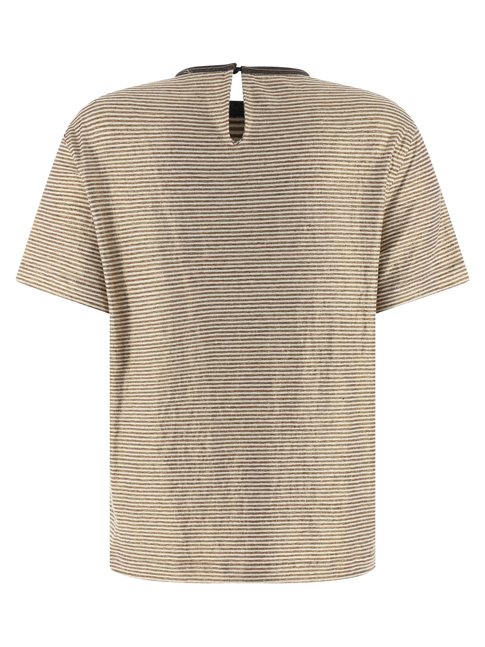Brunello Cucinelli 'Shiny Collar Detail' T-shirt Size XS / US 0-2 / IT 36-38 - 2 Thumbnail