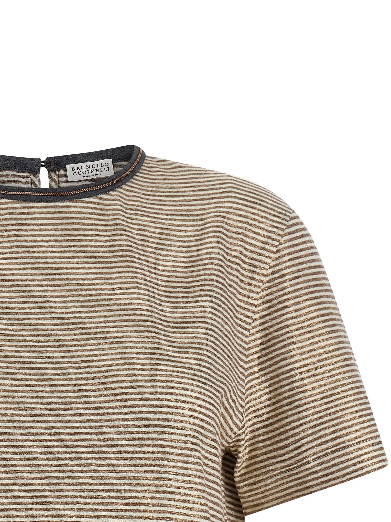 Brunello Cucinelli 'Shiny Collar Detail' T-shirt Size XS / US 0-2 / IT 36-38 - 3 Thumbnail
