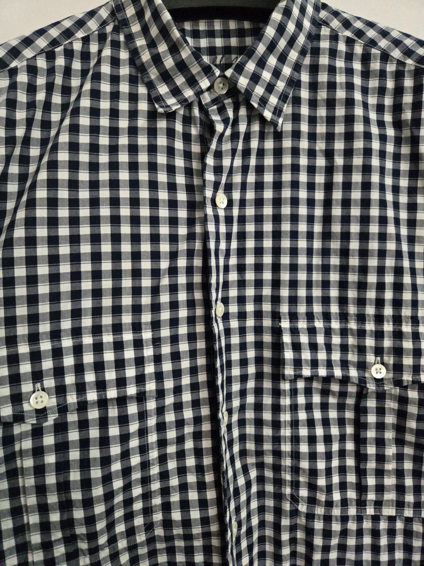 Porter Classic Porter Classic Roll Up Navy White Check Shirt Size US M / EU 48-50 / 2 - 3 Thumbnail
