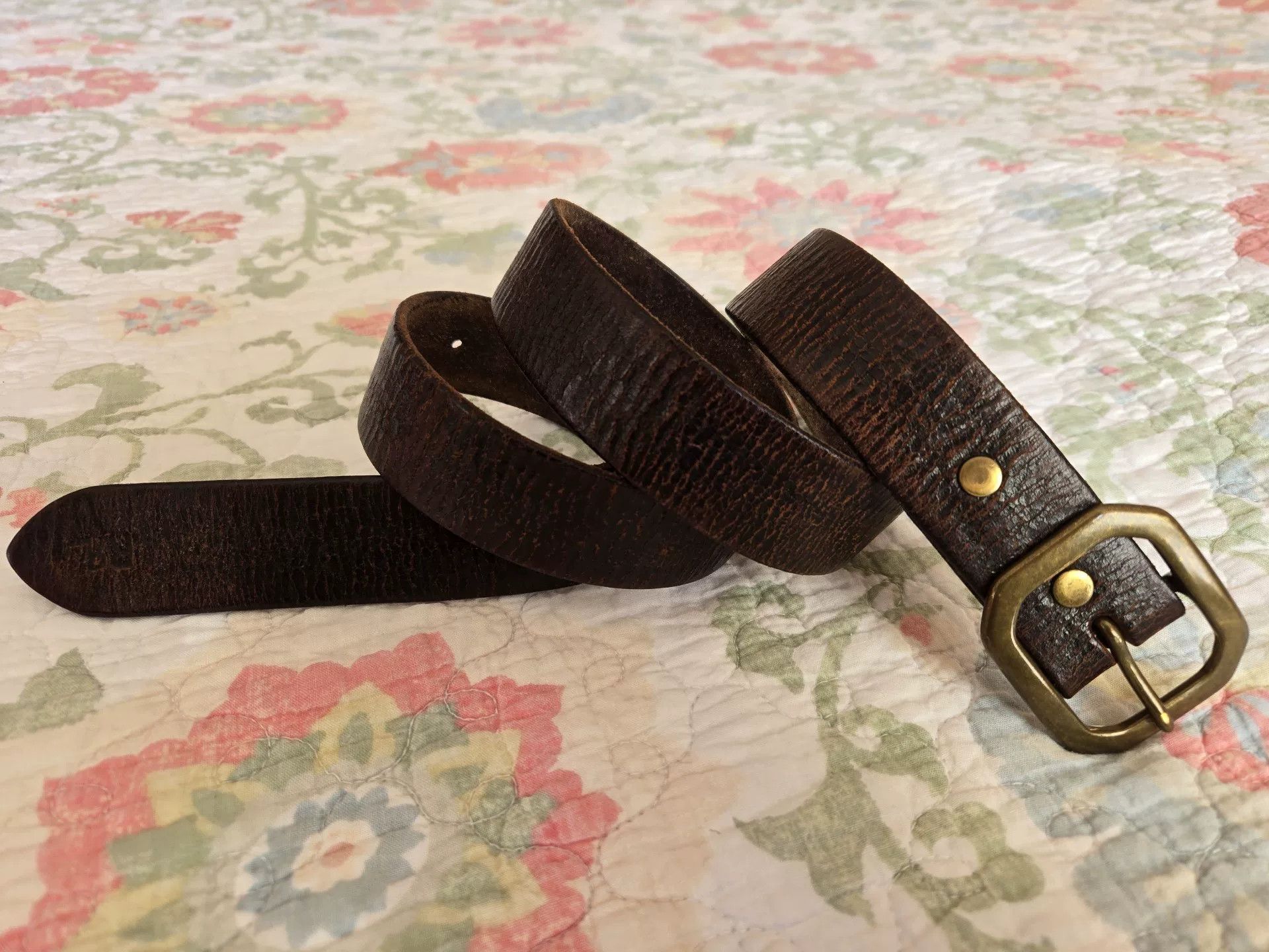 RRL Ralph Lauren RRL W32 Octagonal Buckle Cracked Belt Size ONE SIZE - 6 Thumbnail