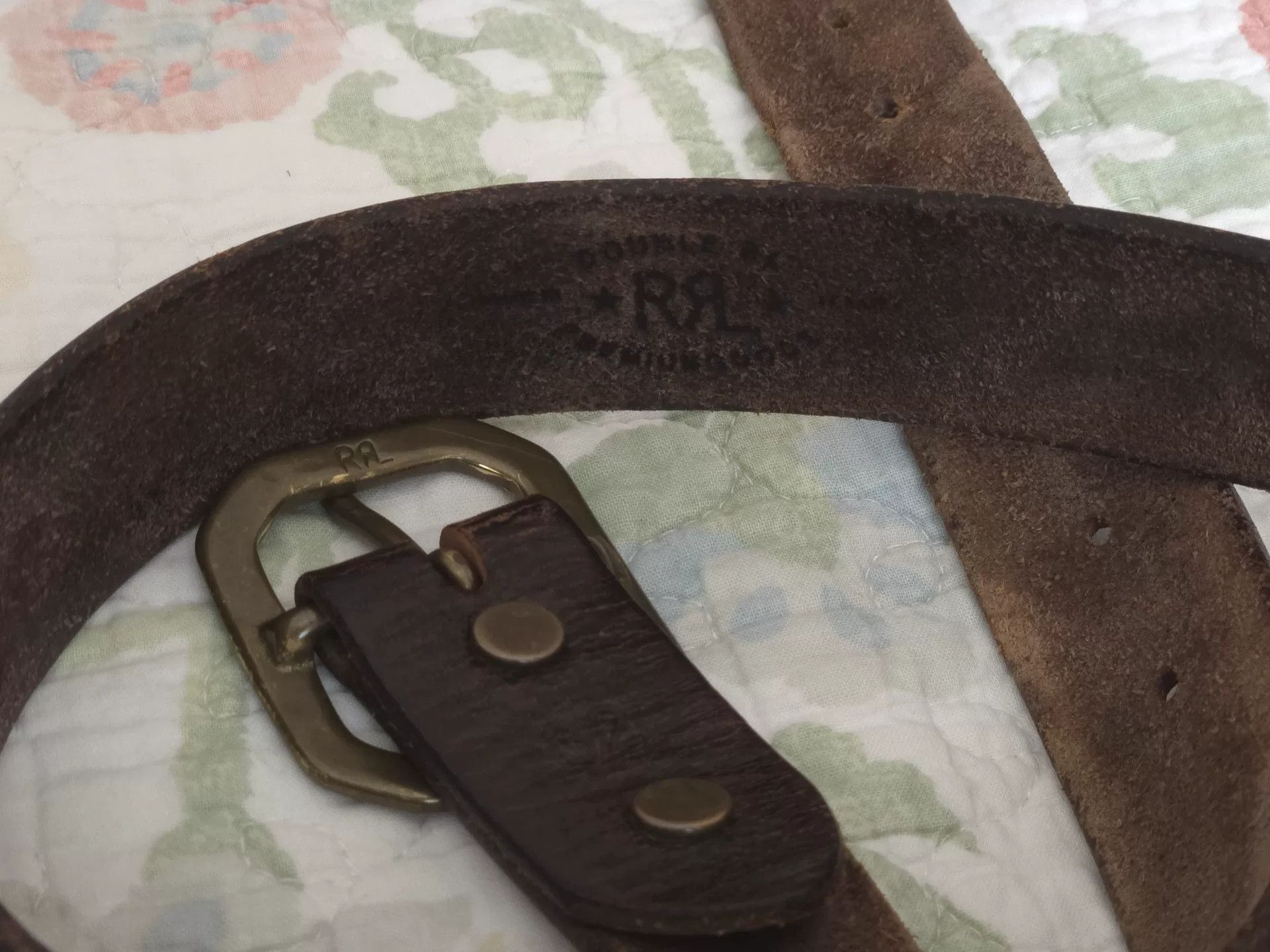 RRL Ralph Lauren RRL W32 Octagonal Buckle Cracked Belt Size ONE SIZE - 5 Thumbnail