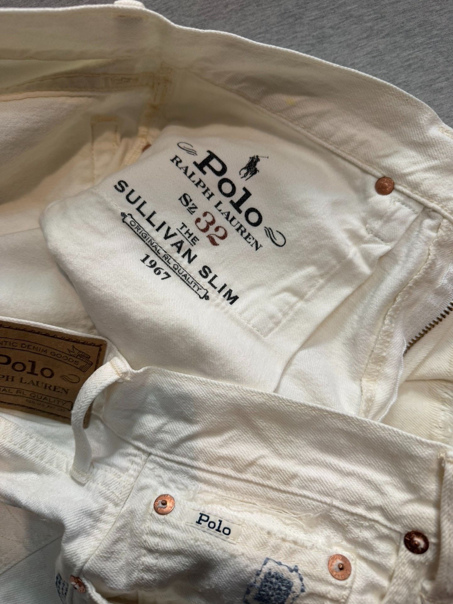 Polo Ralph Lauren Polo Washed Indigo Patch Distressed White Denim Shorts Size US 32 / EU 48 - 6 Thumbnail