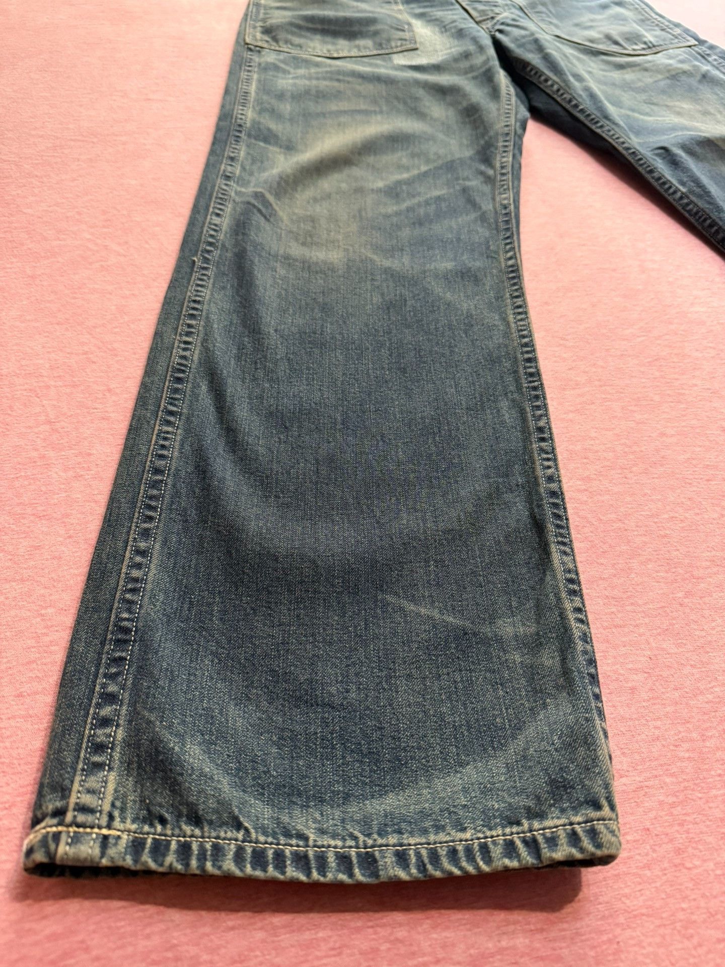 RRL Ralph Lauren RRL Mid-High Waist Heavy Wash Denim Cargo Pants Size US 30 / EU 46 - 4 Thumbnail