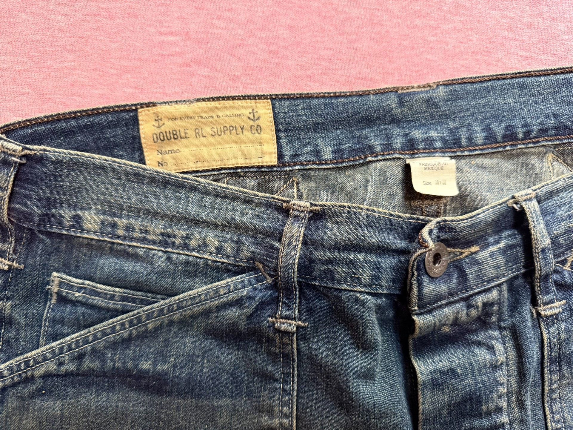 RRL Ralph Lauren RRL Mid-High Waist Heavy Wash Denim Cargo Pants Size US 30 / EU 46 - 6 Thumbnail