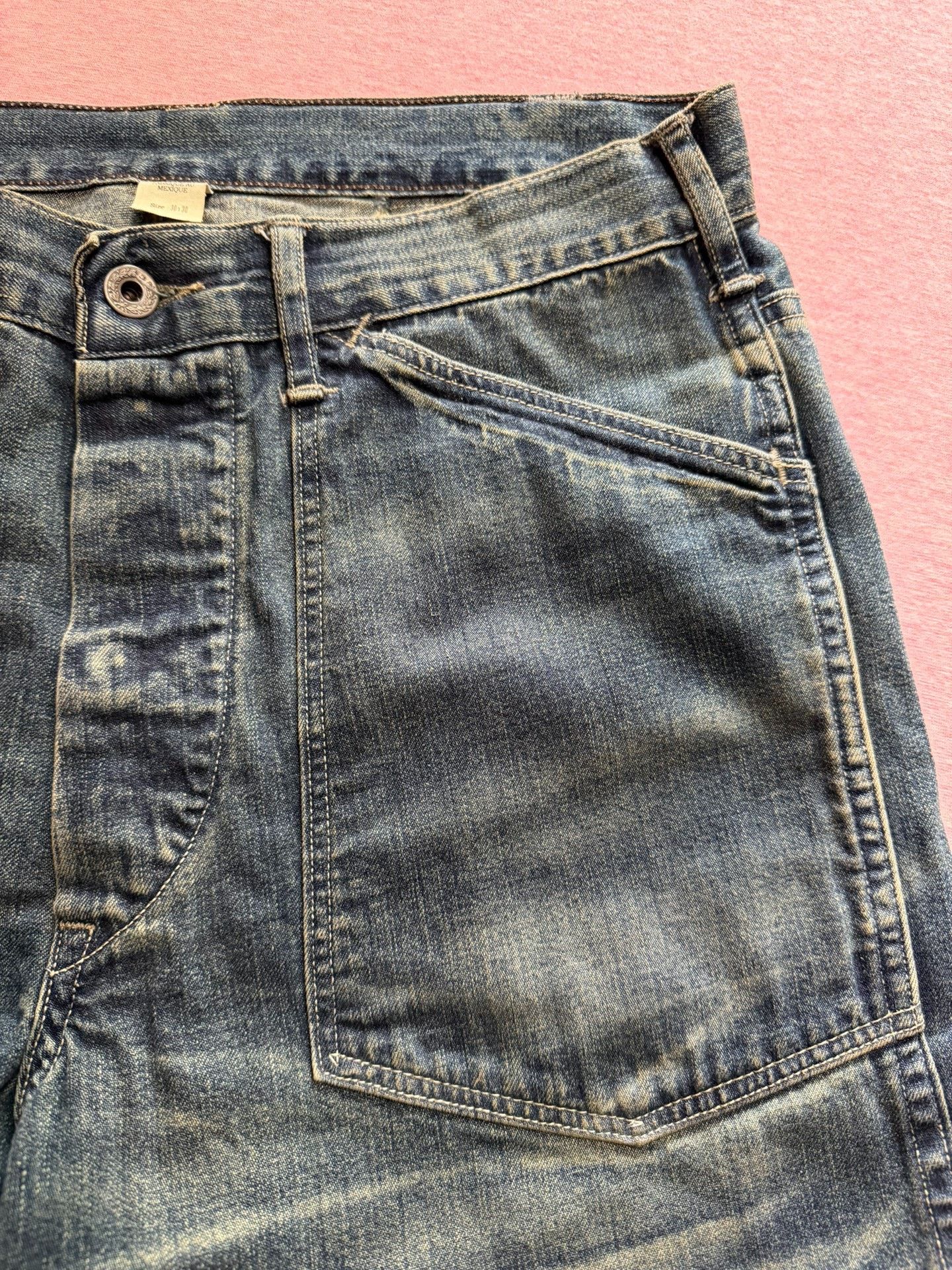RRL Ralph Lauren RRL Mid-High Waist Heavy Wash Denim Cargo Pants Size US 30 / EU 46 - 7 Thumbnail