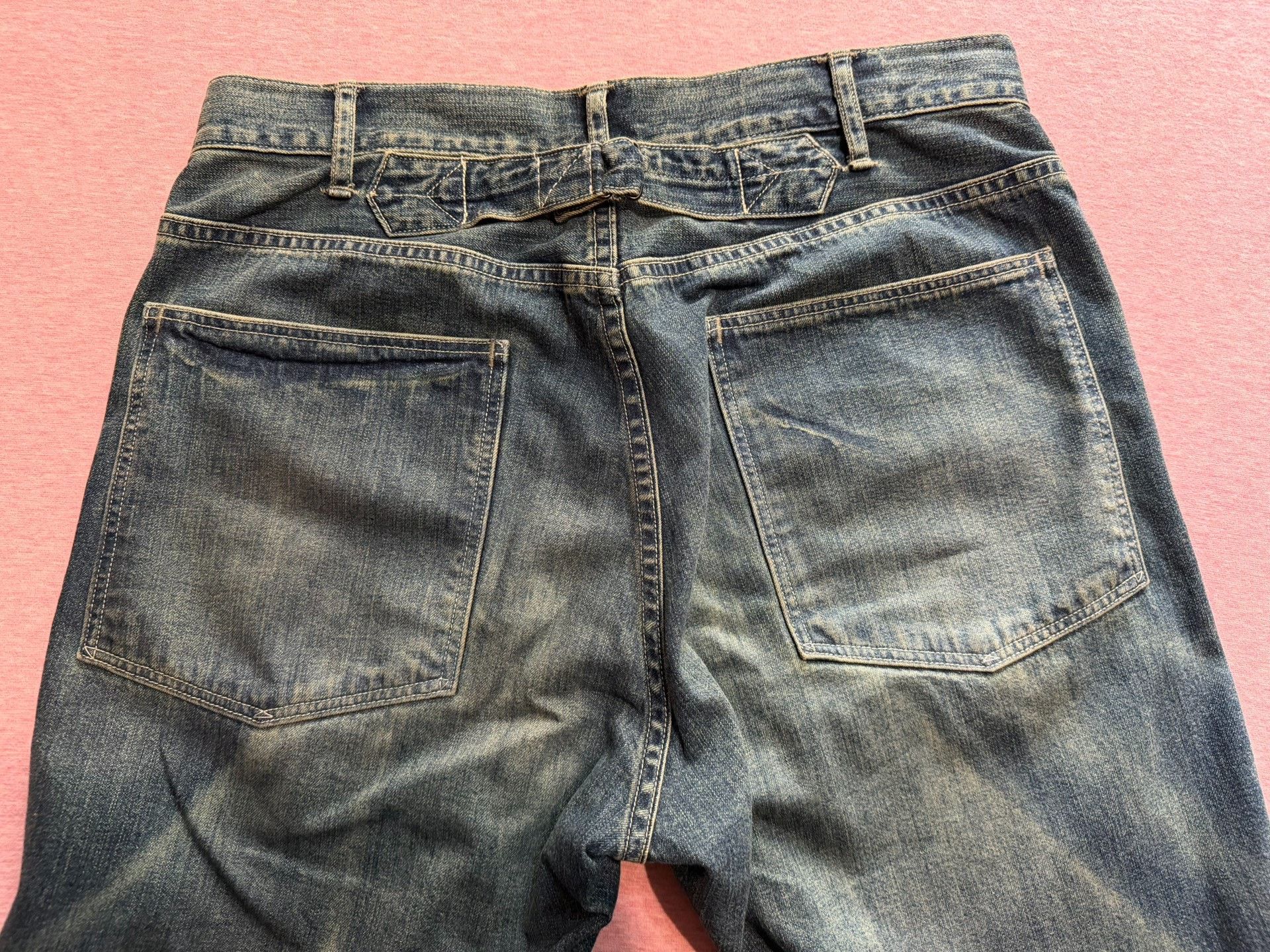 RRL Ralph Lauren RRL Mid-High Waist Heavy Wash Denim Cargo Pants Size US 30 / EU 46 - 9 Thumbnail