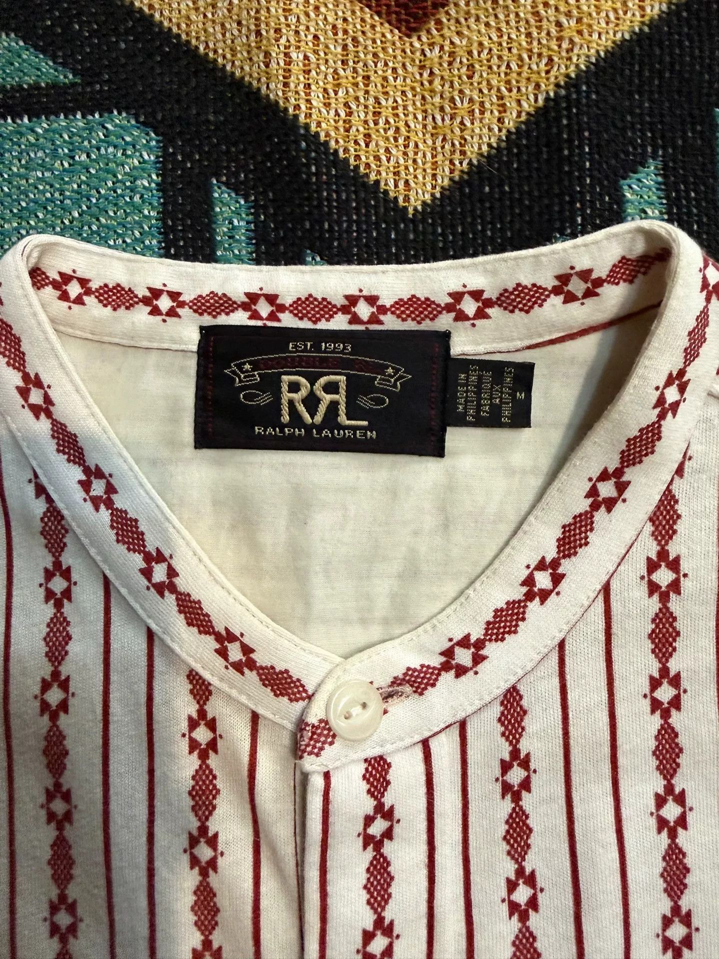 RRL Ralph Lauren RRL Southwest Style Henley Cotton-Linen Pullover Size US M / EU 48-50 / 2 - 5 Thumbnail