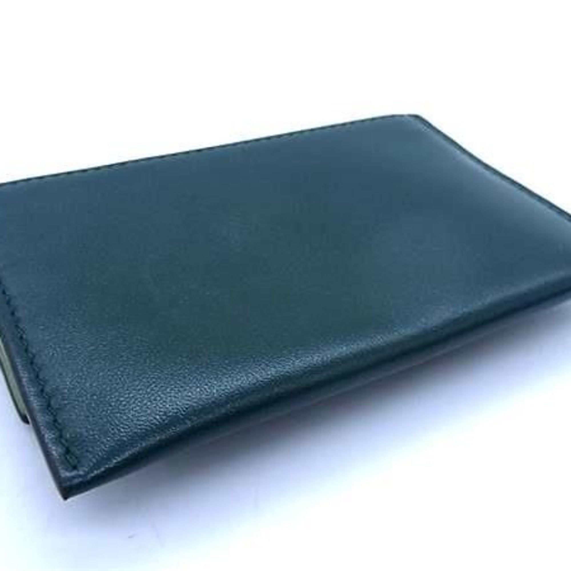 Salvatore Ferragamo Salvatore Ferragamo business card holder/card case, Gancini design, 22 D696, green calf leather, women's. Size ONE SIZE - 2 Thumbnail