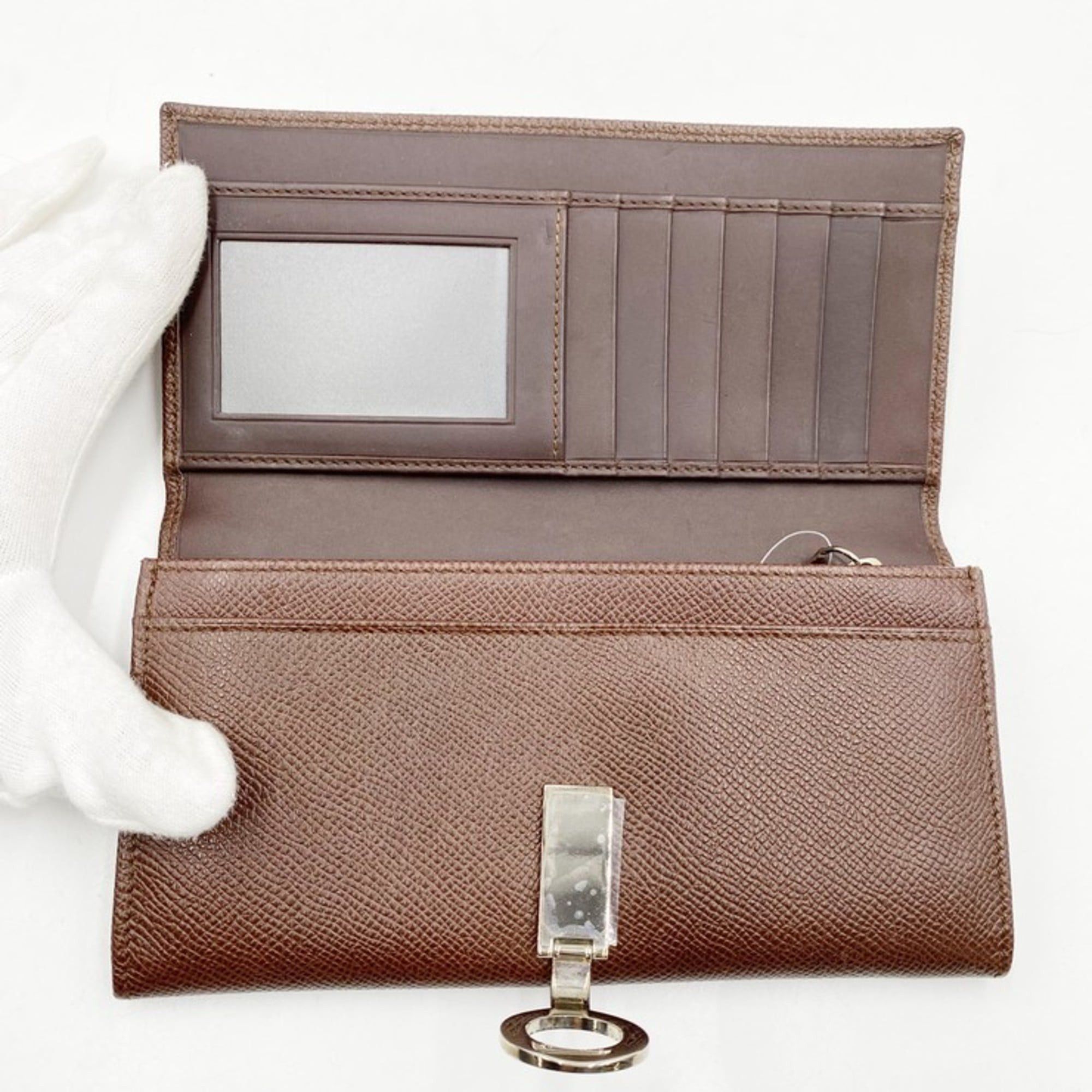 Bvlgari BVLGARI Bulgari 282526 Brown Leather Bi-fold Long Wallet with Clip for Men and Women Size ONE SIZE - 7 Thumbnail